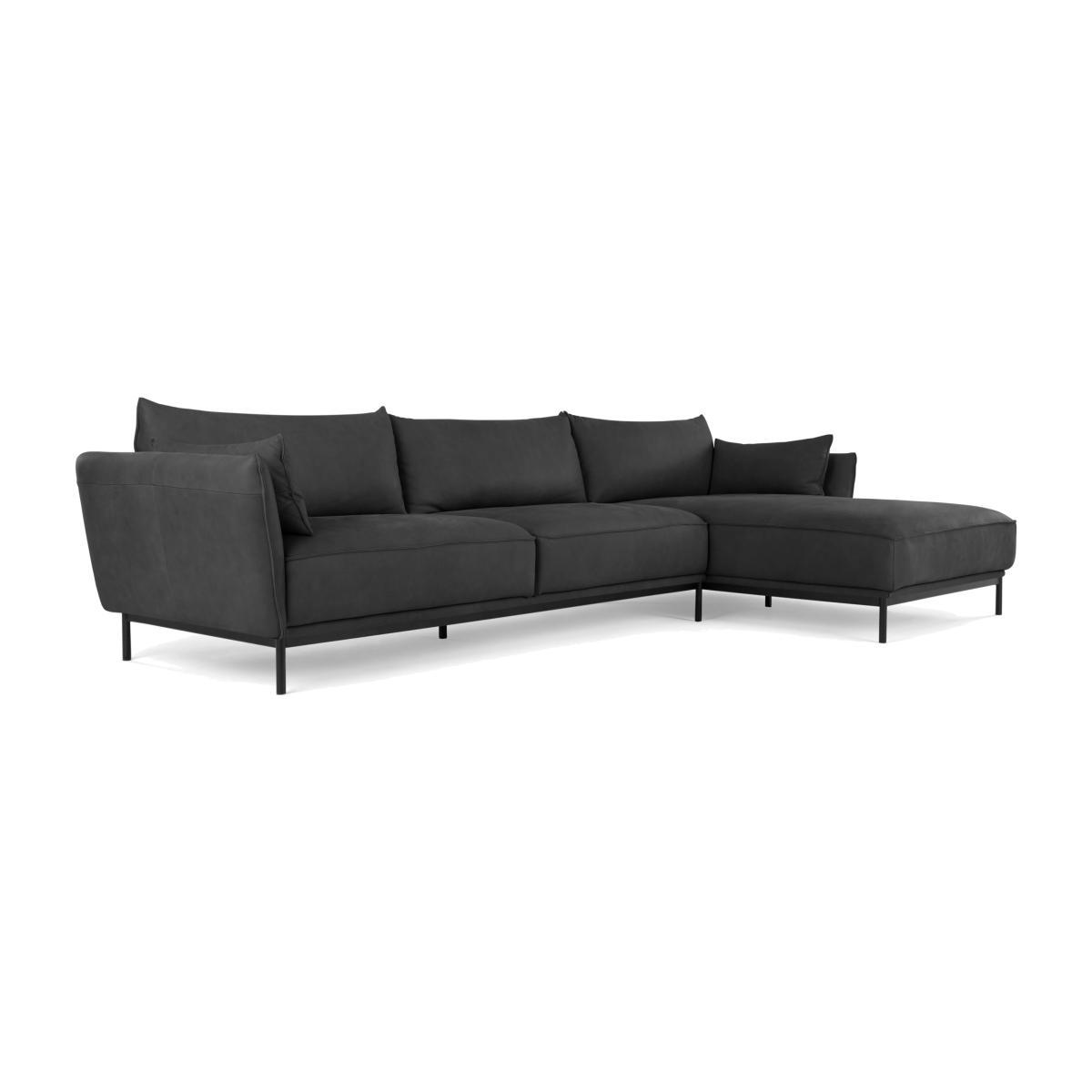 Odelle Right Hand Facing Chaise End Corner Sofa, Texas Dark Grey Leather – image 1