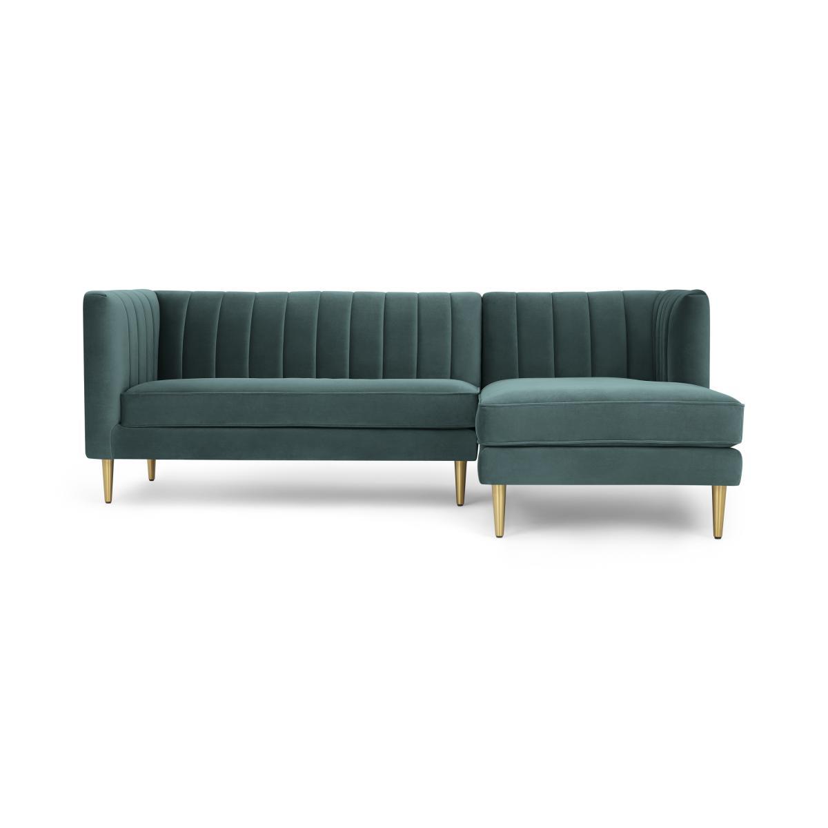 Amicie Right Hand Facing Chaise End Corner Sofa, Marine Green Velvet – image 2