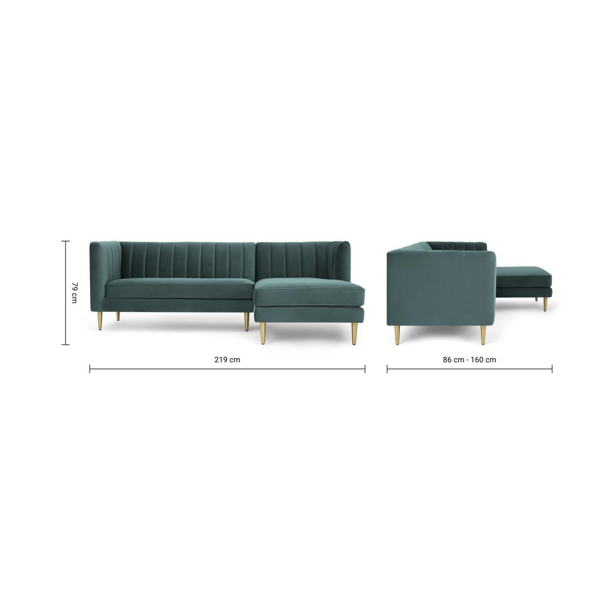 Amicie Right Hand Facing Chaise End Corner Sofa, Marine Green Velvet – image 9