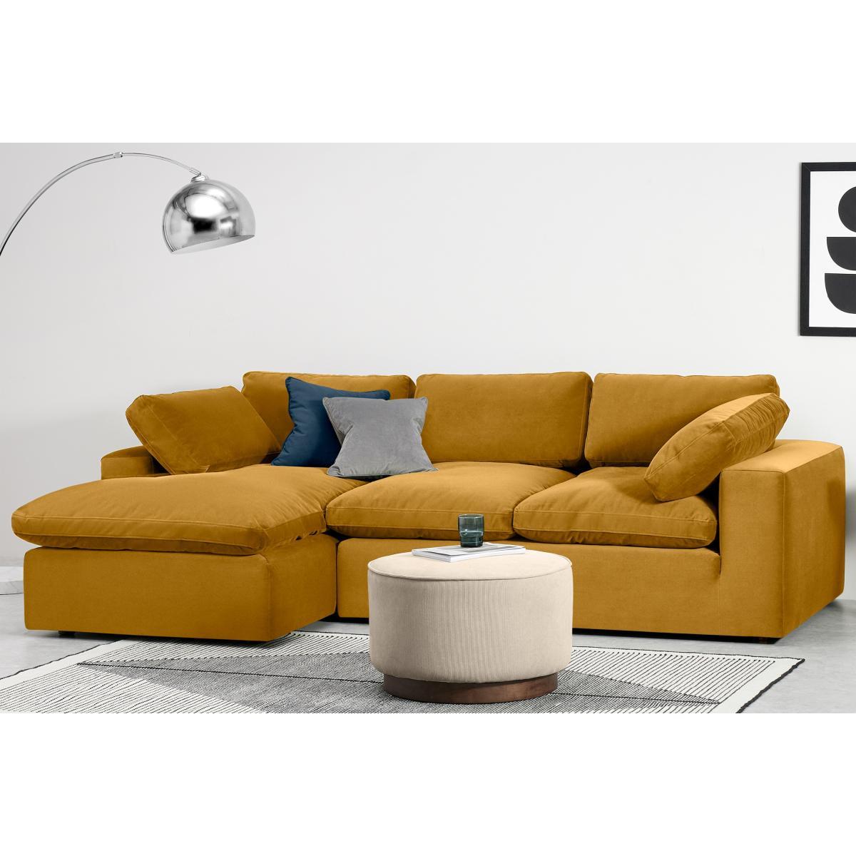 Samona Left Hand Facing Chaise End Sofa, Vintage Ochre Recycled Velvet – image 4