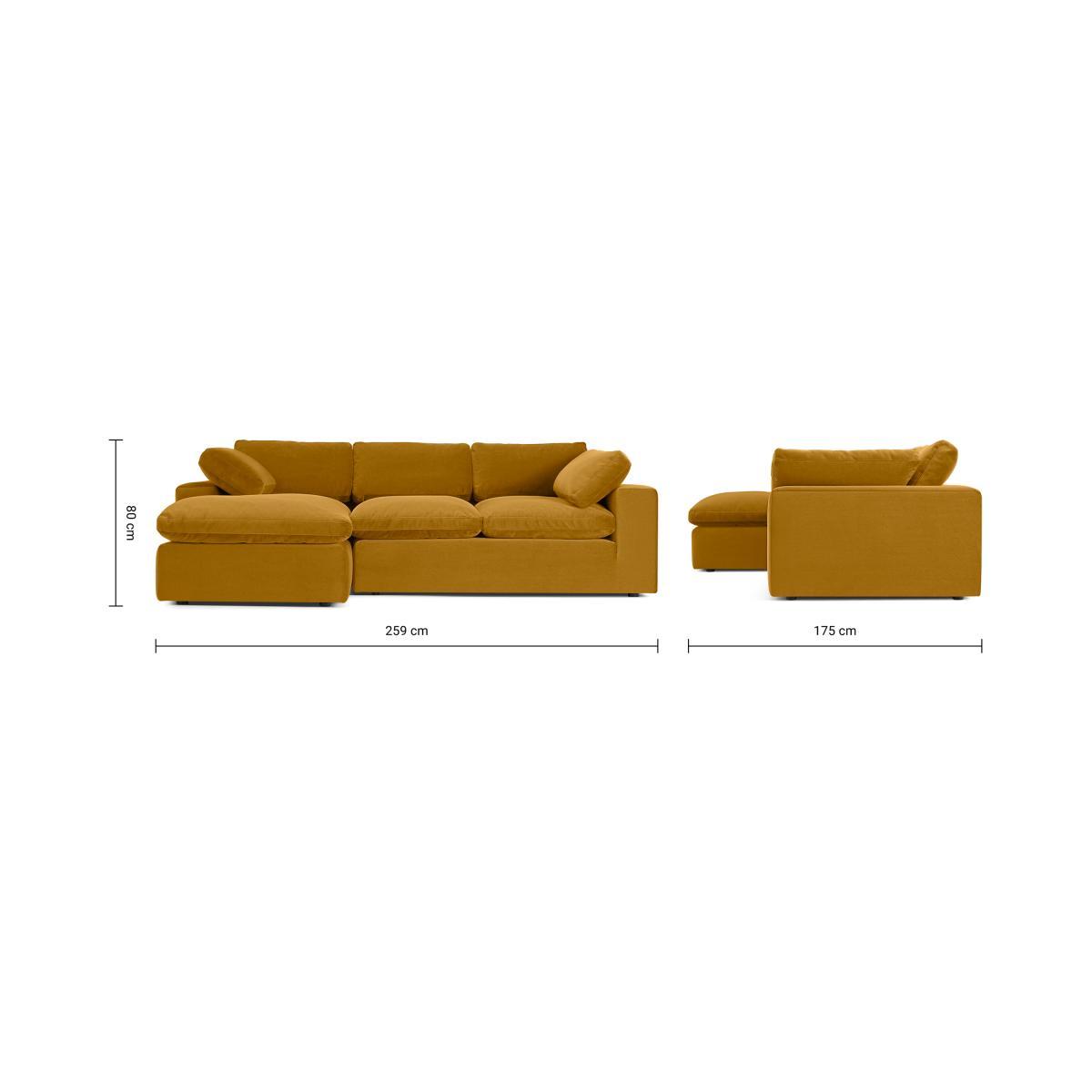 Samona Left Hand Facing Chaise End Sofa, Vintage Ochre Recycled Velvet – image 9