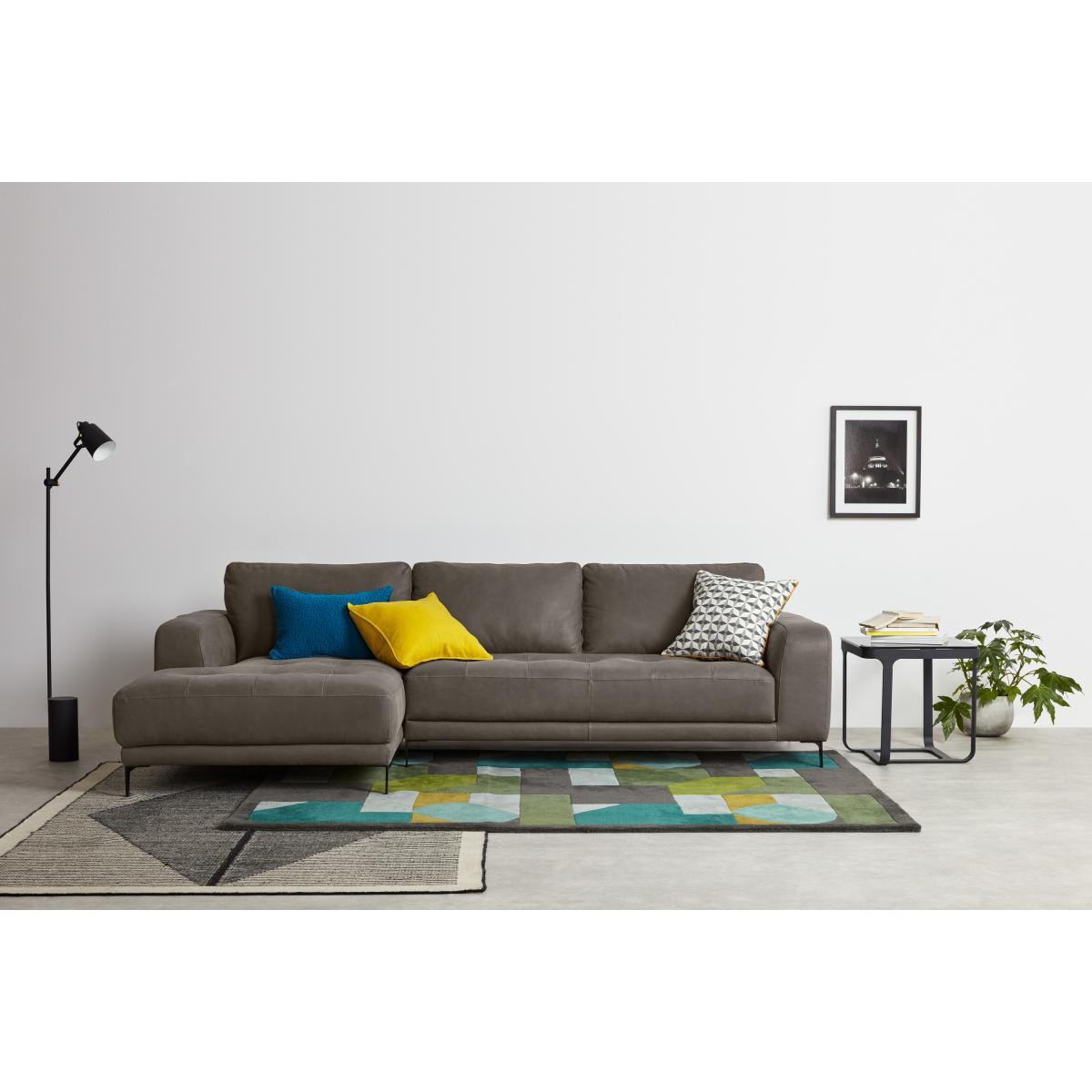 Luciano Left Hand Facing Corner Sofa, Texas Grey Leather – image 4