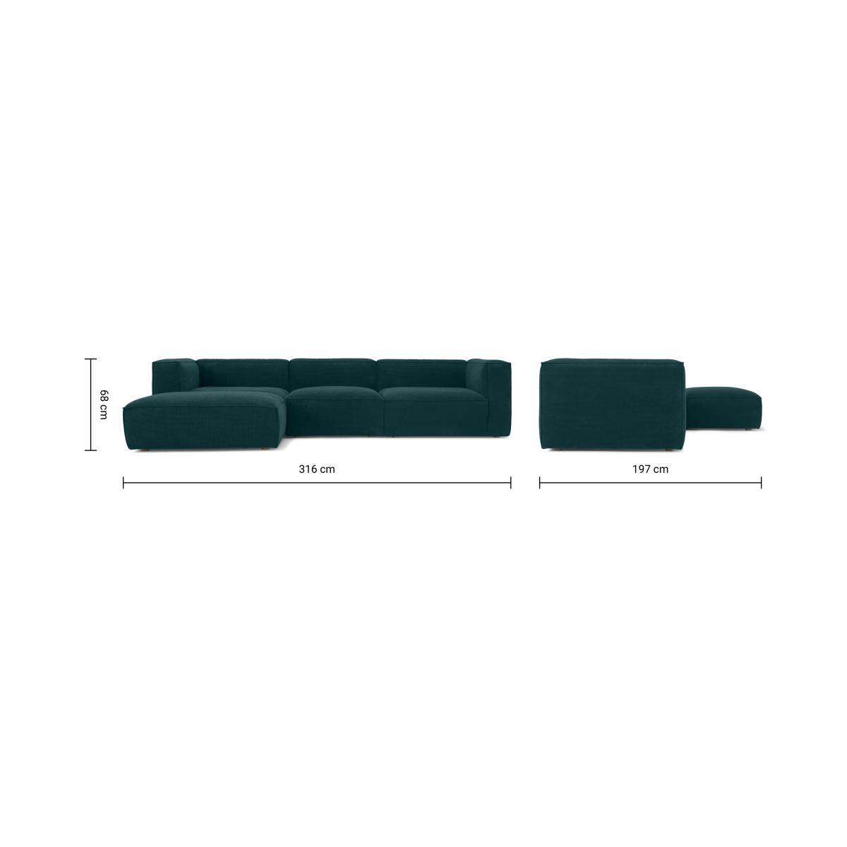 Bastein Chaise End Corner Sofa, Pine Corduroy Velvet – image 10