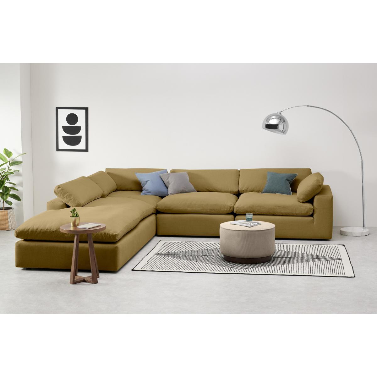 Samona Left Hand Facing Full Corner Sofa, Latte Cotton & Linen Mix – image 3