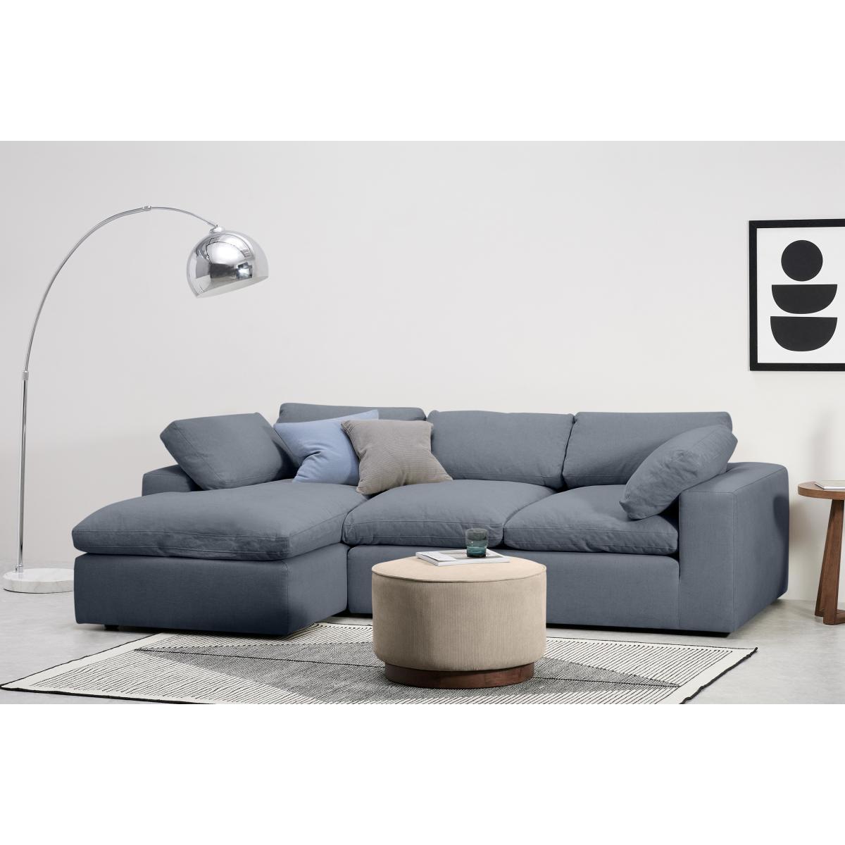 Samona Left Hand Facing Chaise End Sofa, Jeans Blue Cotton & Linen Blend – image 4