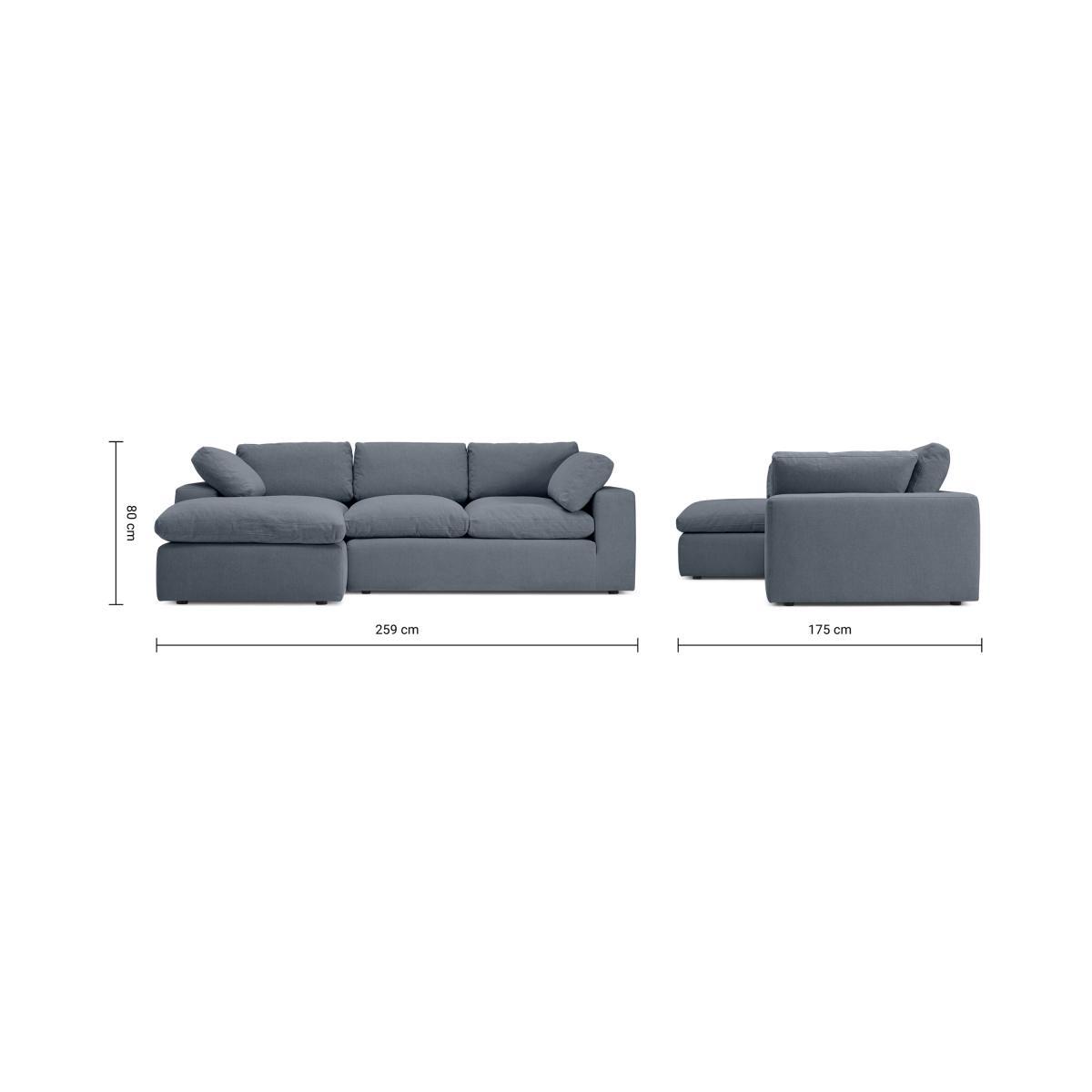 Samona Left Hand Facing Chaise End Sofa, Jeans Blue Cotton & Linen Blend – image 9