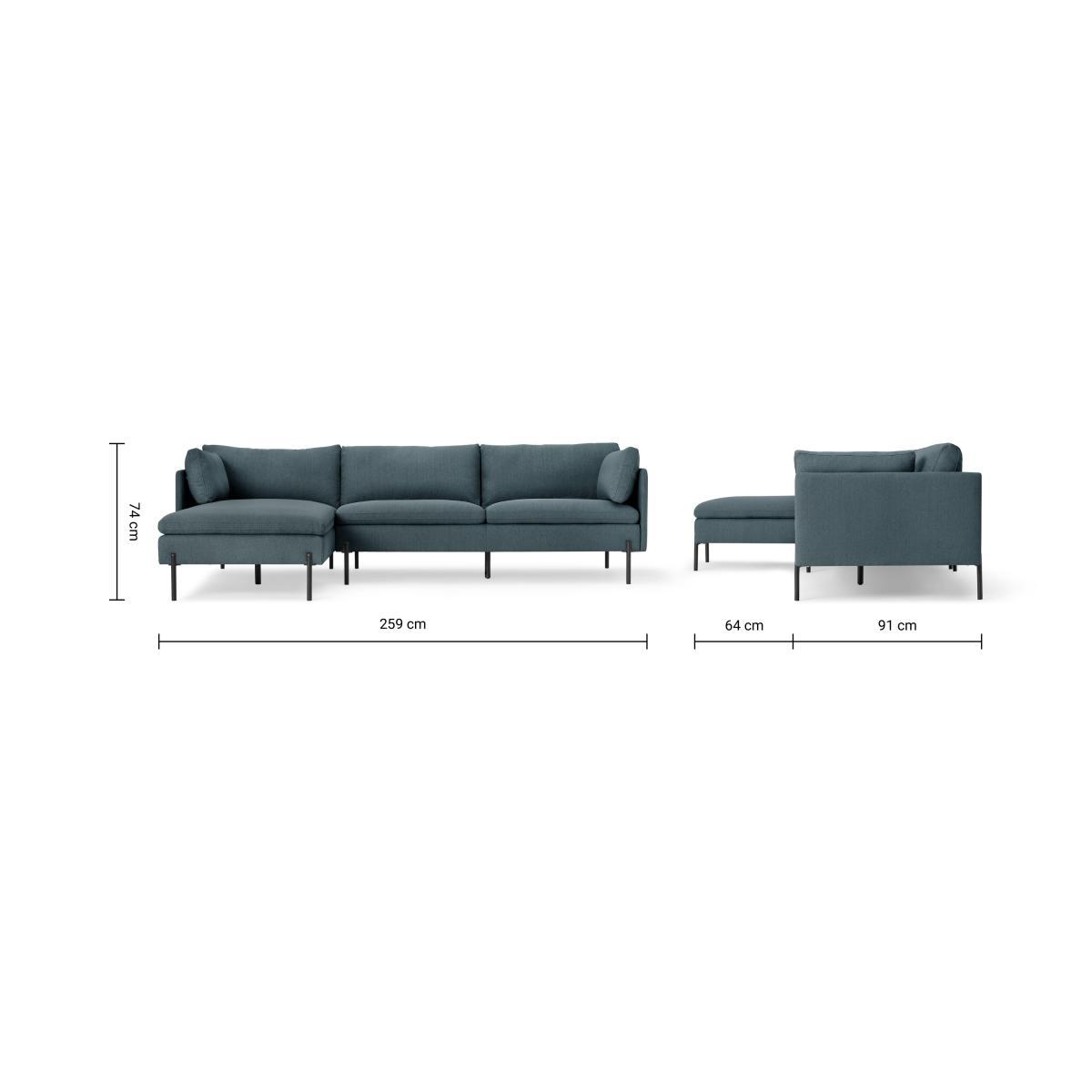 Zarina Left Hand Facing Chaise End Corner Sofa, Mina Earl Blue – image 9