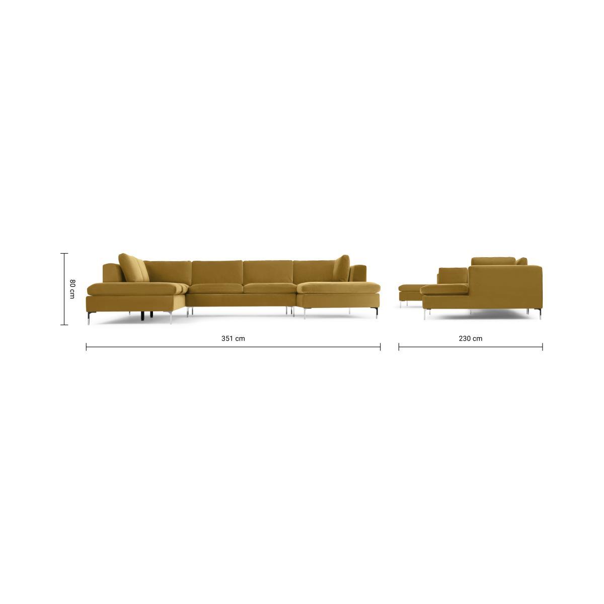 Monterosso Left Hand Facing Corner Sofa, Mustard Velvet – image 9