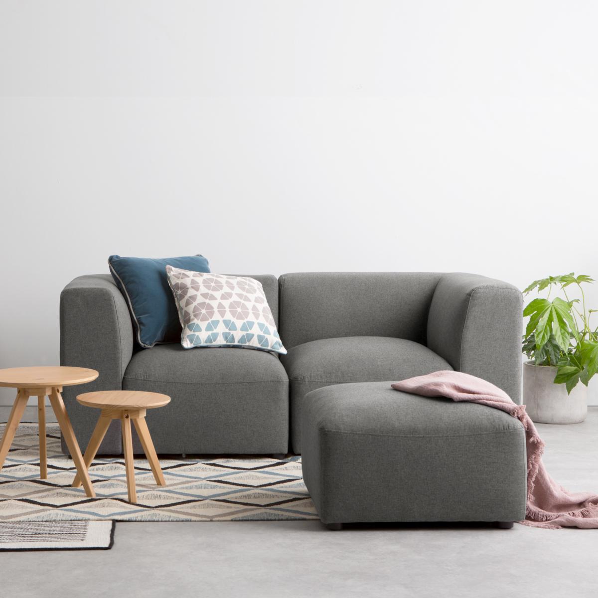 Juno 2 Seater Modular Sofa with Footstool, Marl Grey  – image 4