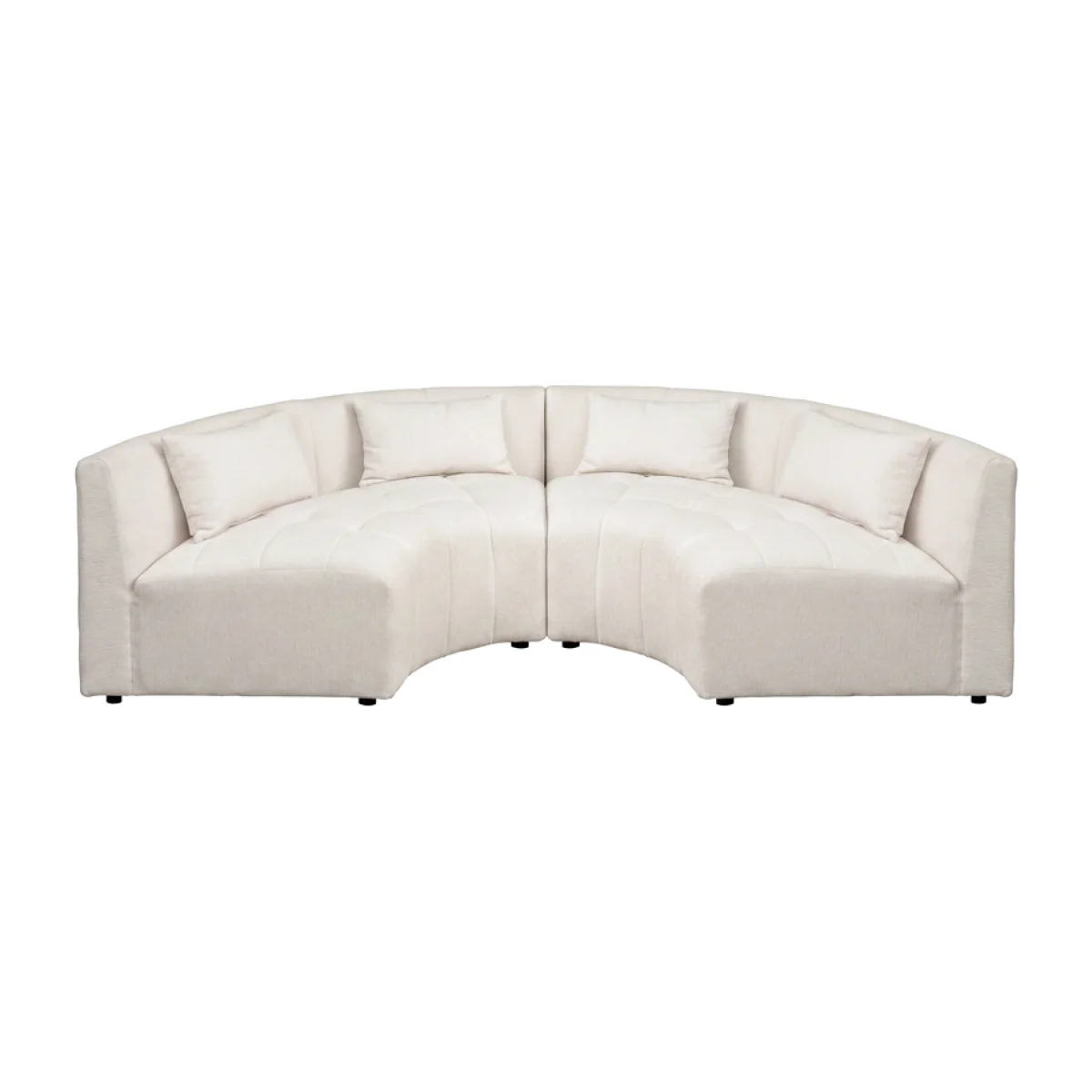 Essen 2 x Curved Corner Sofa Ivory Chenille