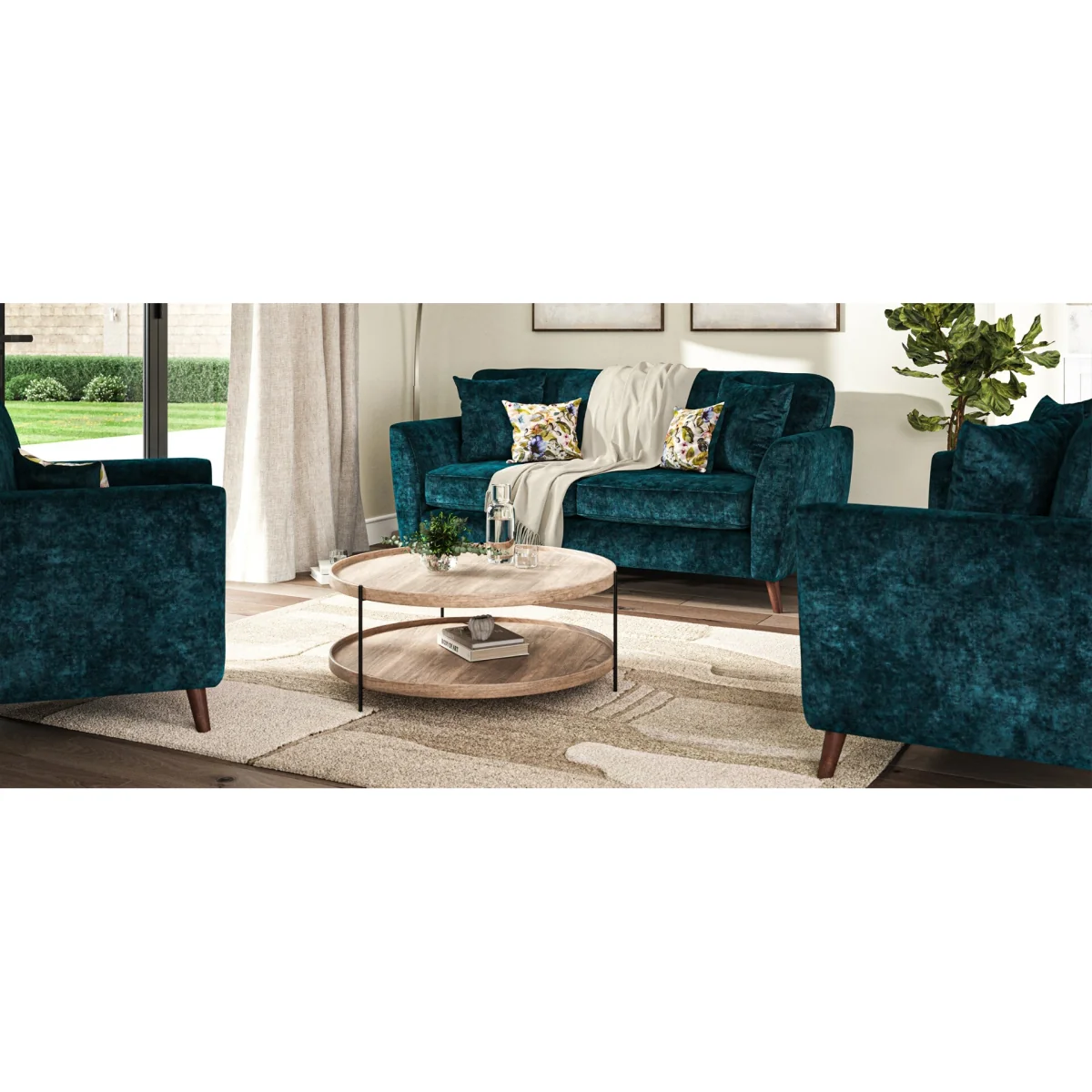 Naples Teal Velvet Right Hand Facing Chaise Sofa – image 10