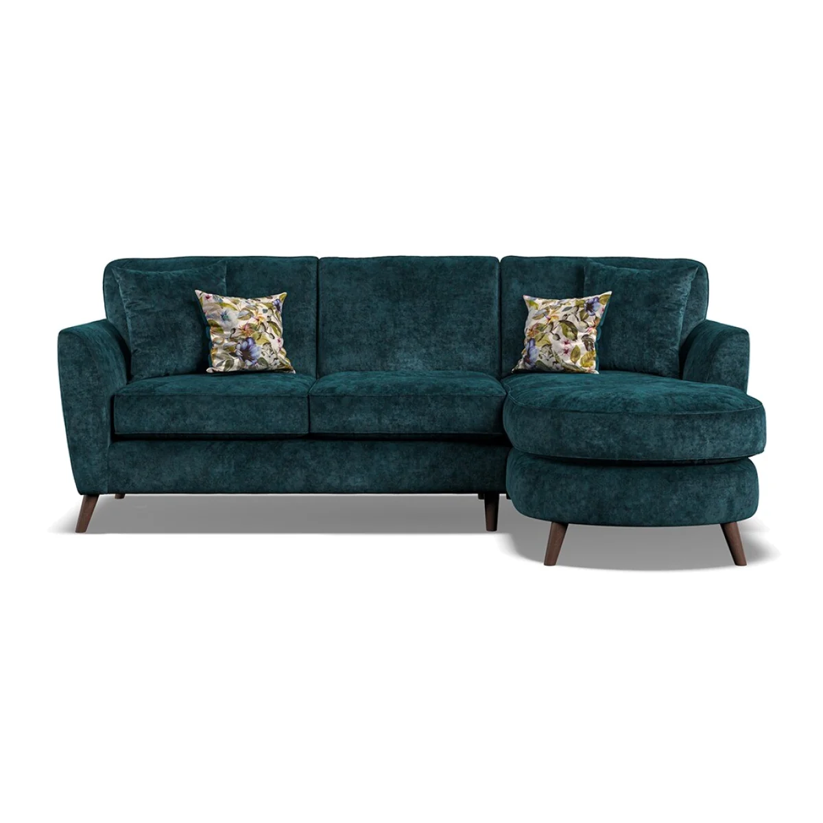 Naples Teal Velvet Right Hand Facing Chaise Sofa – image 1