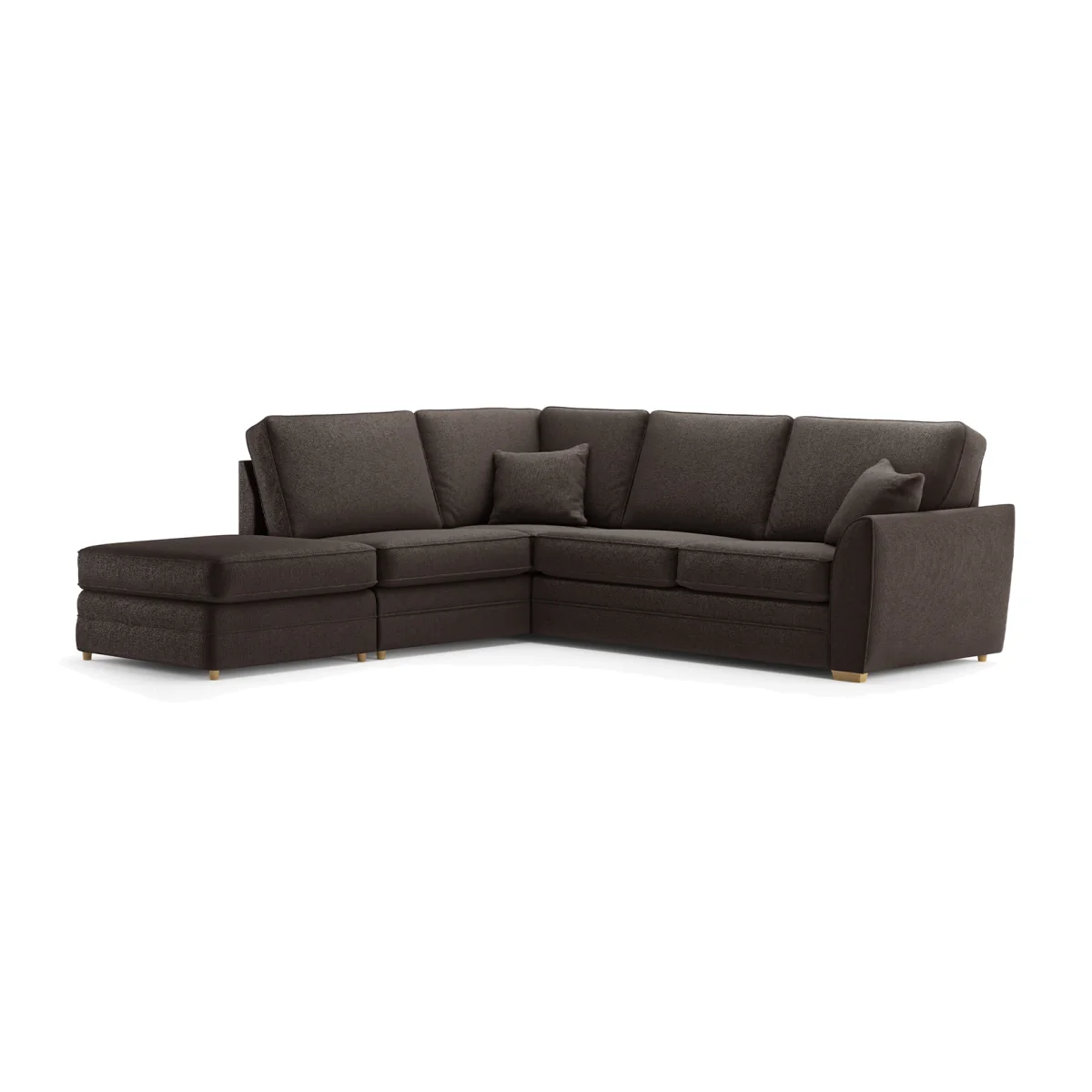 Bella Chocolate Fabric Large Left Hand Facing Chaise Corner Sofa – image 1