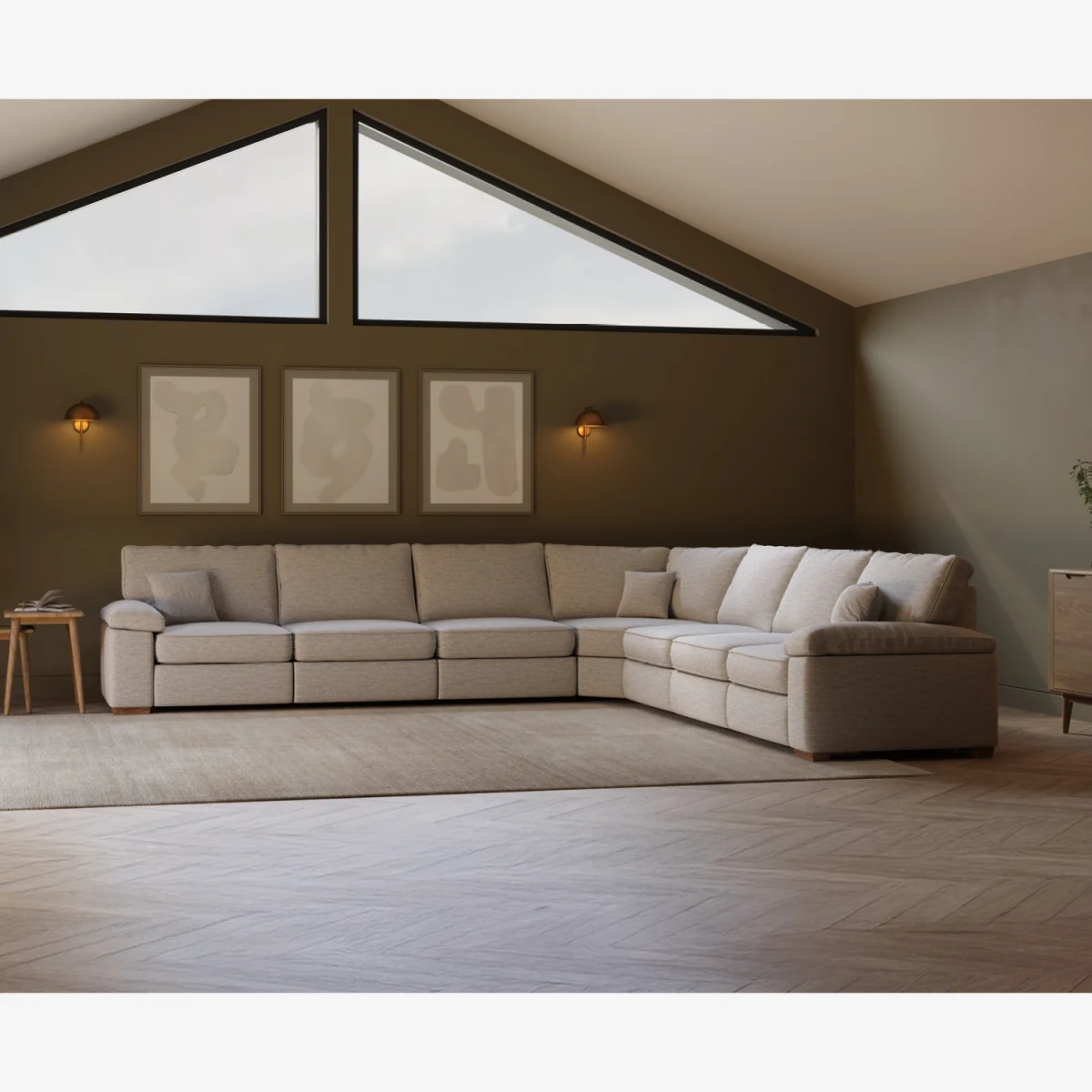 Brinsley Large Silver Fabric Corner Sofa