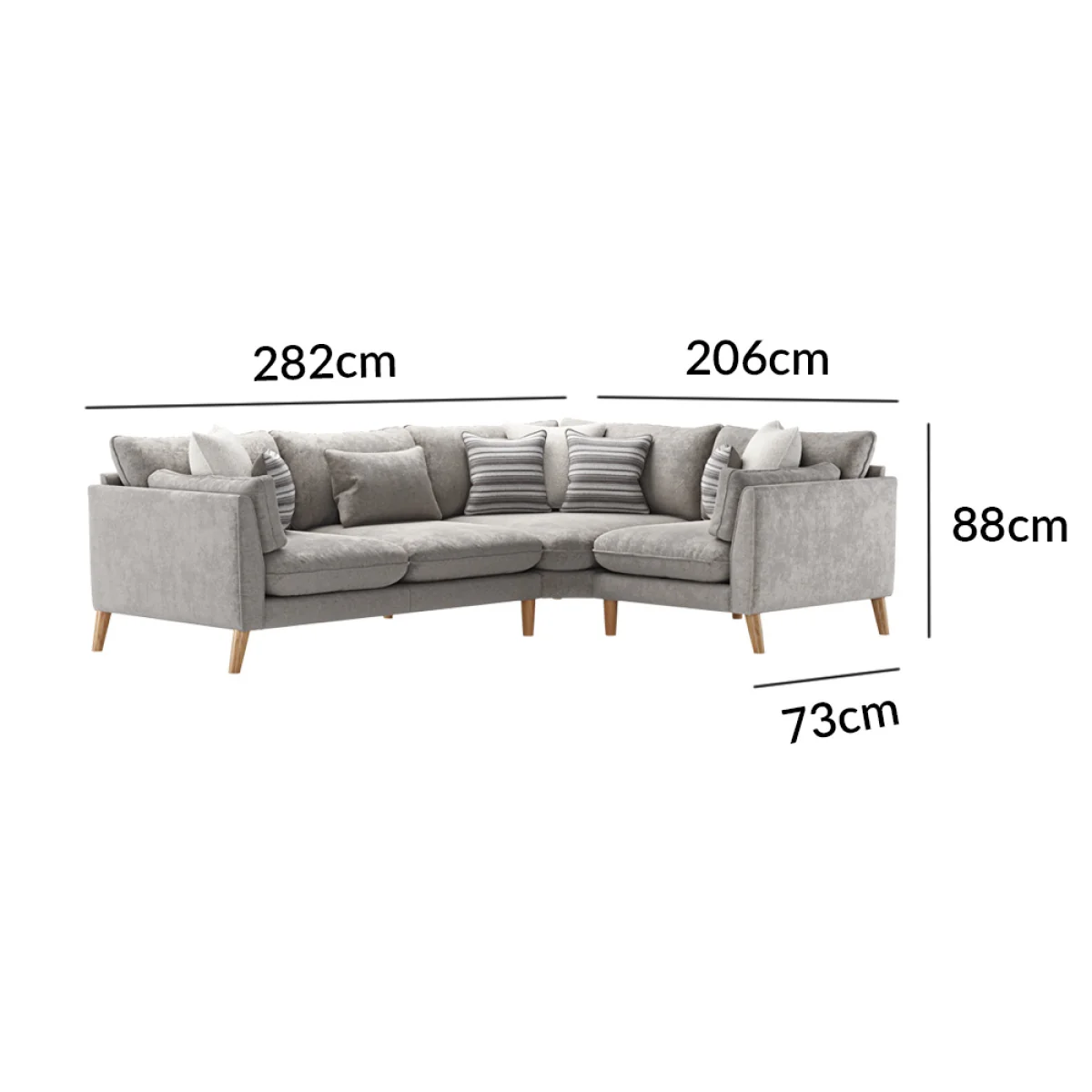 Palermo Silver Chenille Fabric Right Hand Facing Corner Sofa – image 2