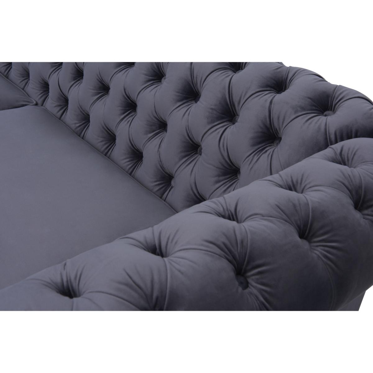 Flora Grey Velvet Right Facing Chesterfield Corner Chaise Sofa – image 7