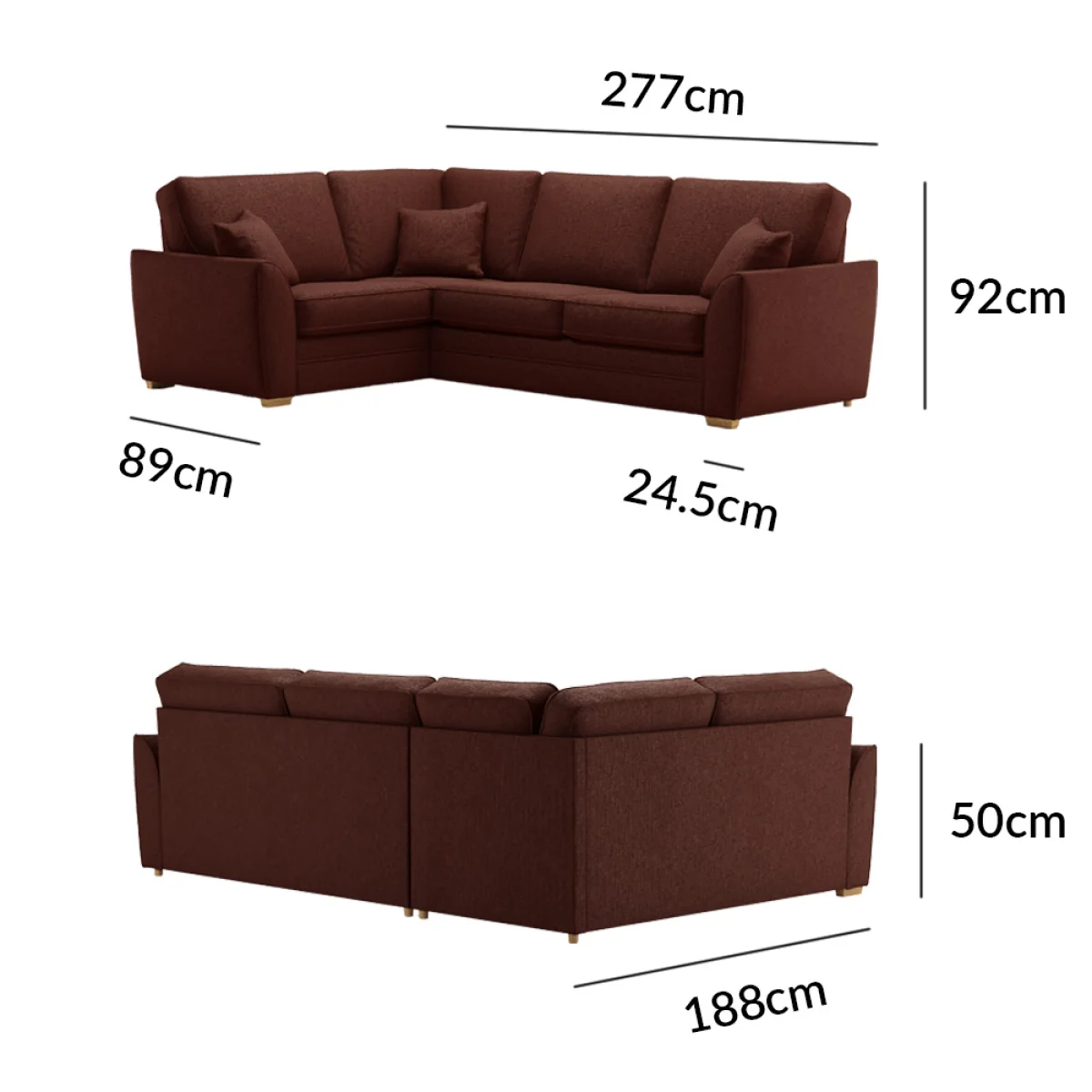 Bella Rustic Fabric Large Left Hand Facing Corner Sofa – image 9