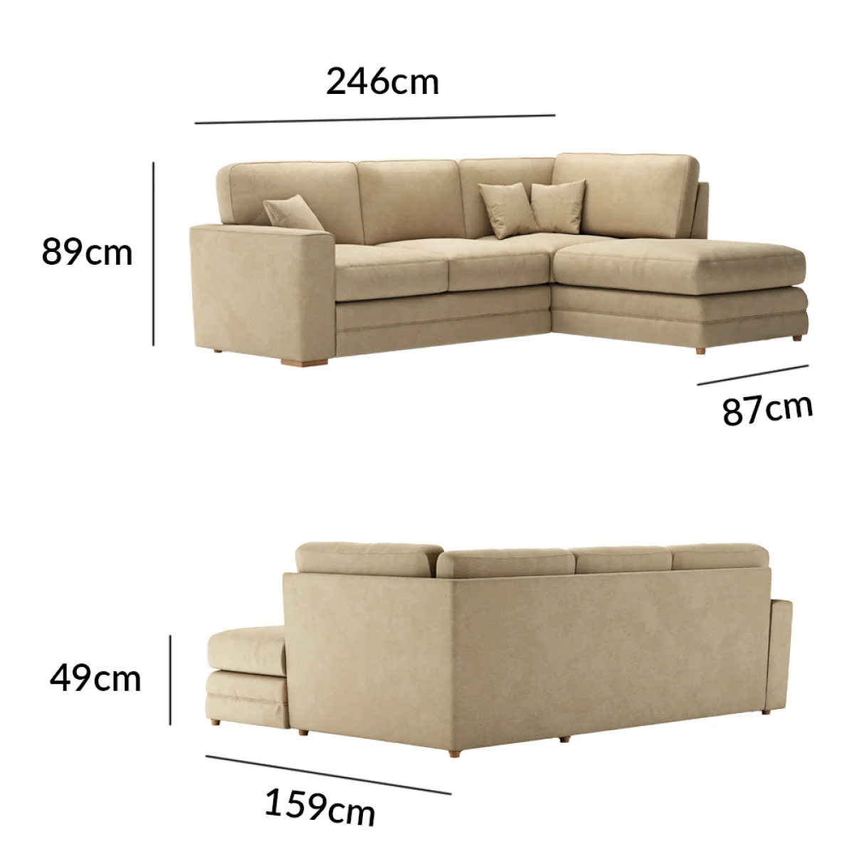Madden Biscuit Fabric Right Hand Facing Corner Sofa – image 9