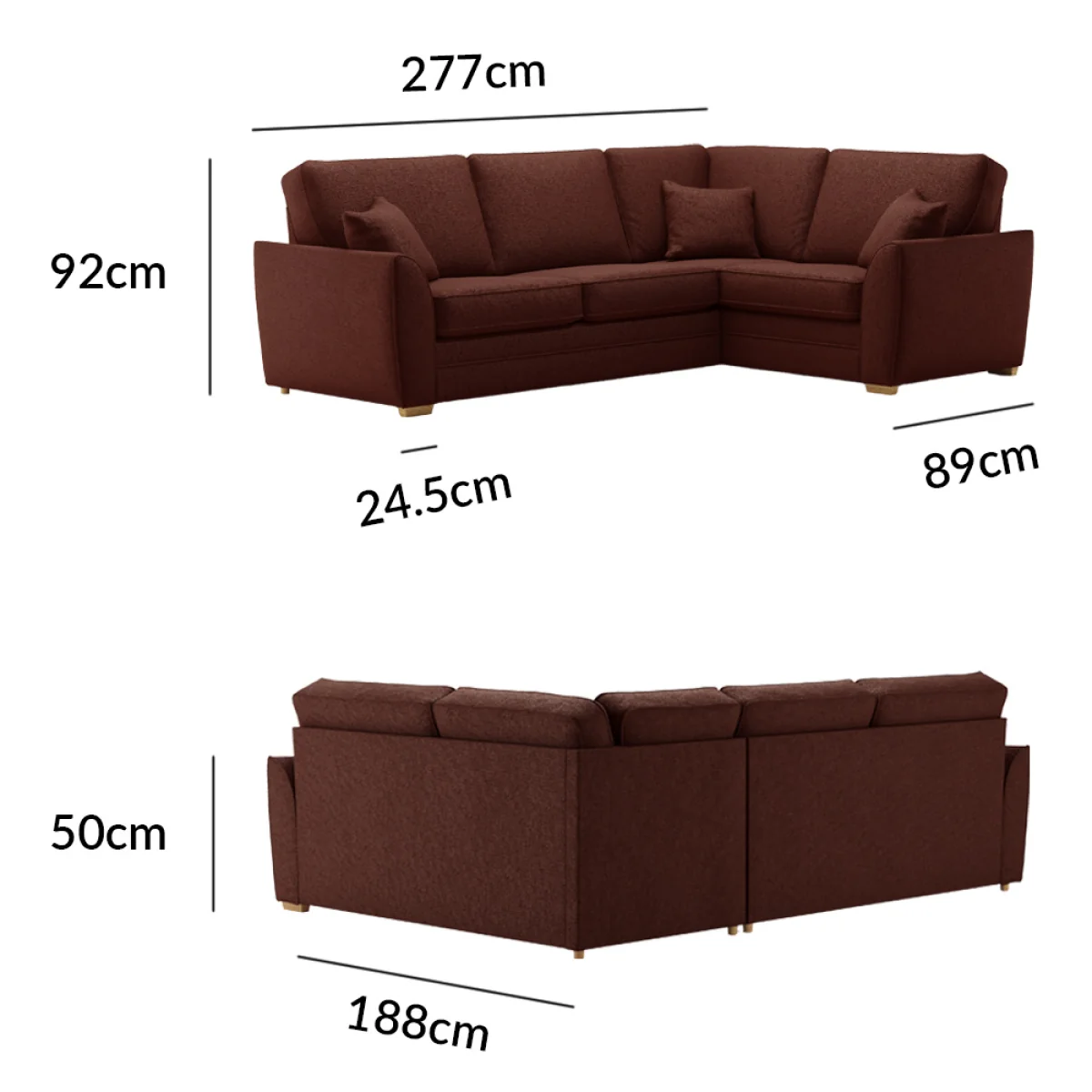 Bella Rustic Fabric Large Right Hand Facing Corner Sofa – image 9