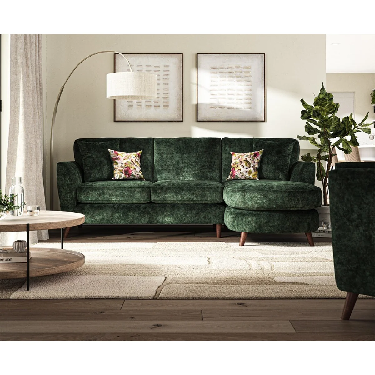 Naples Emerald Velvet Right Hand Facing Chaise Sofa – image 2
