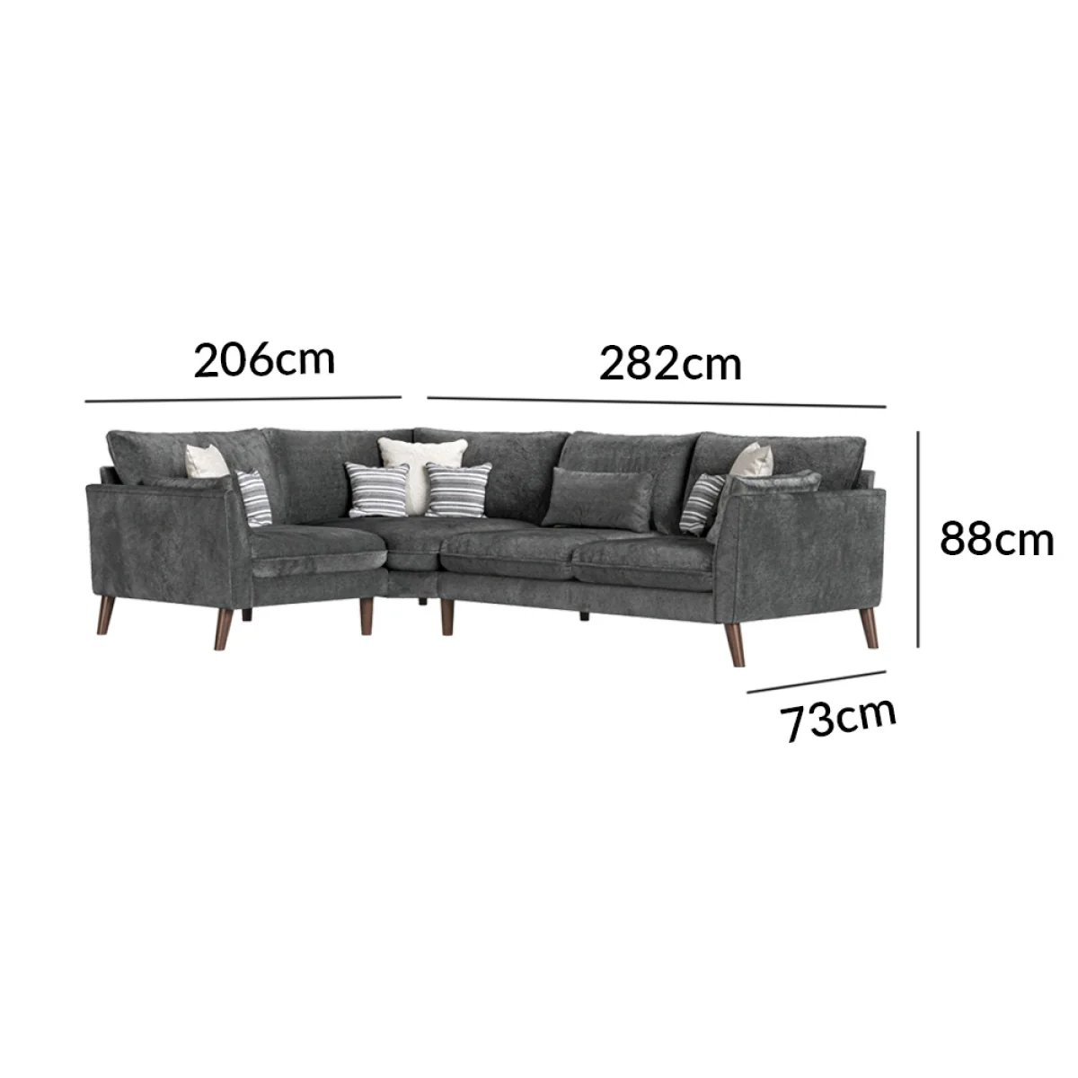 Palermo Graphite Chenille Fabric Left Hand Facing Corner Sofa – image 11