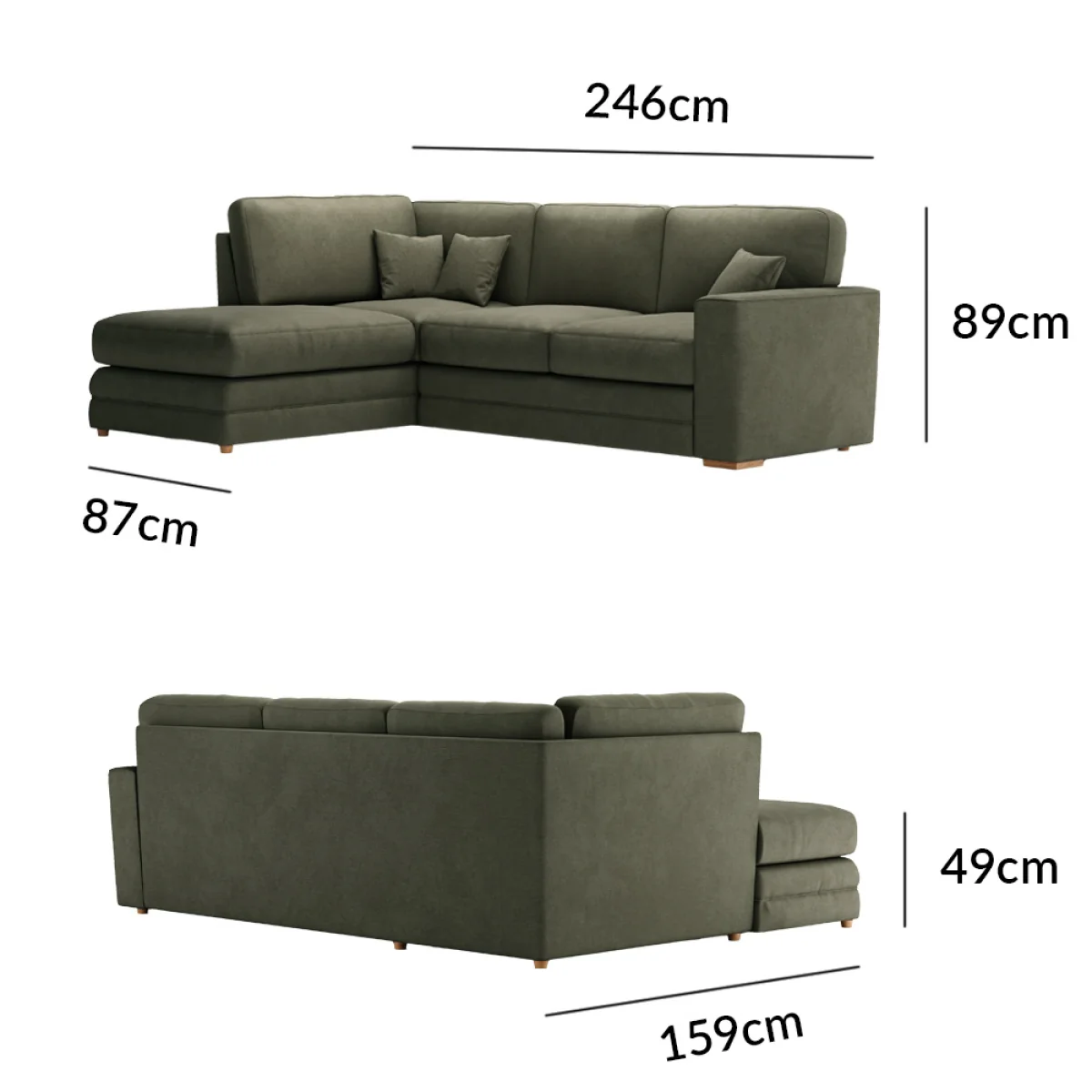 Madden Pewter Fabric Left Hand Facing Corner Sofa – image 9