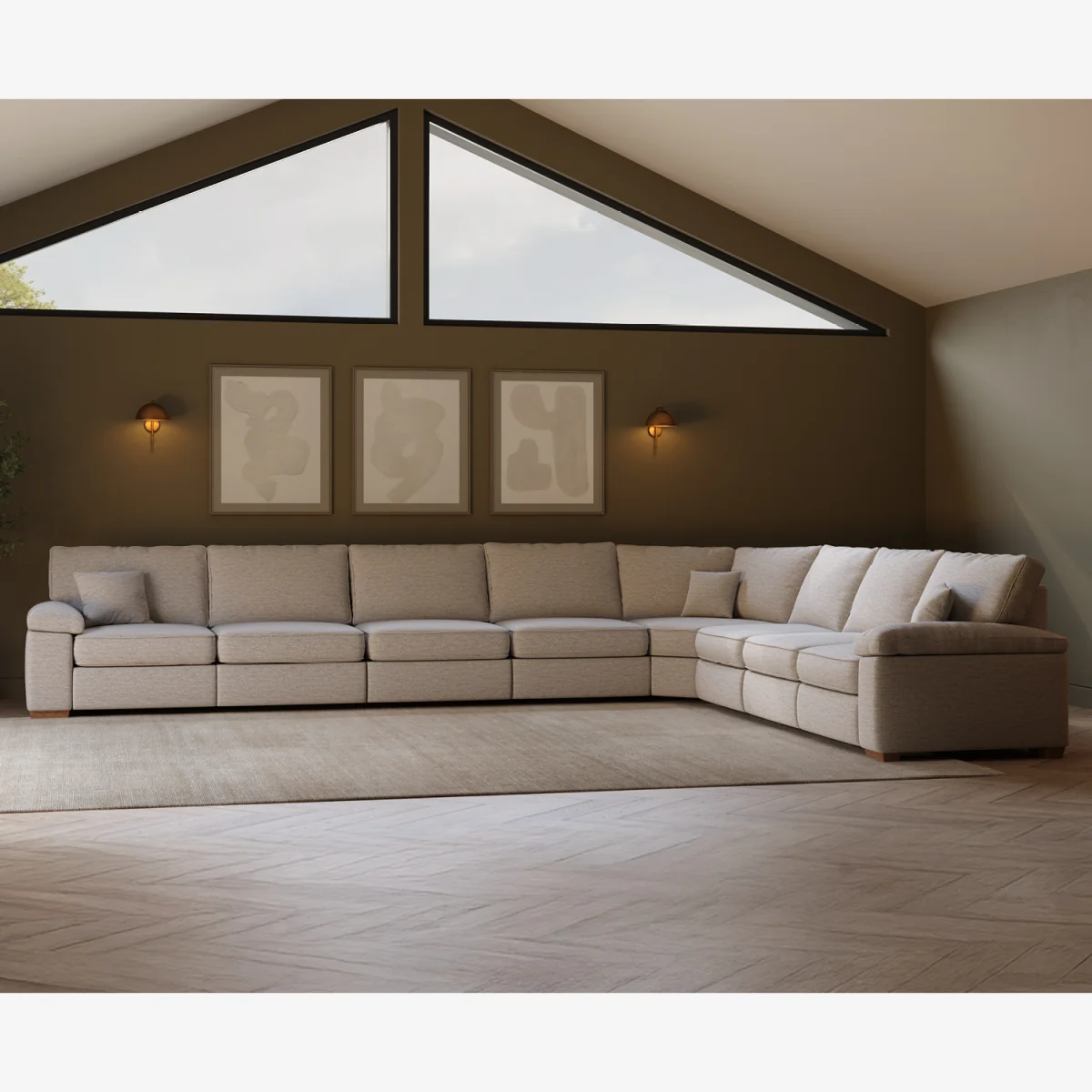 Brinsley Extra Large Silver Fabric Corner Sofa
