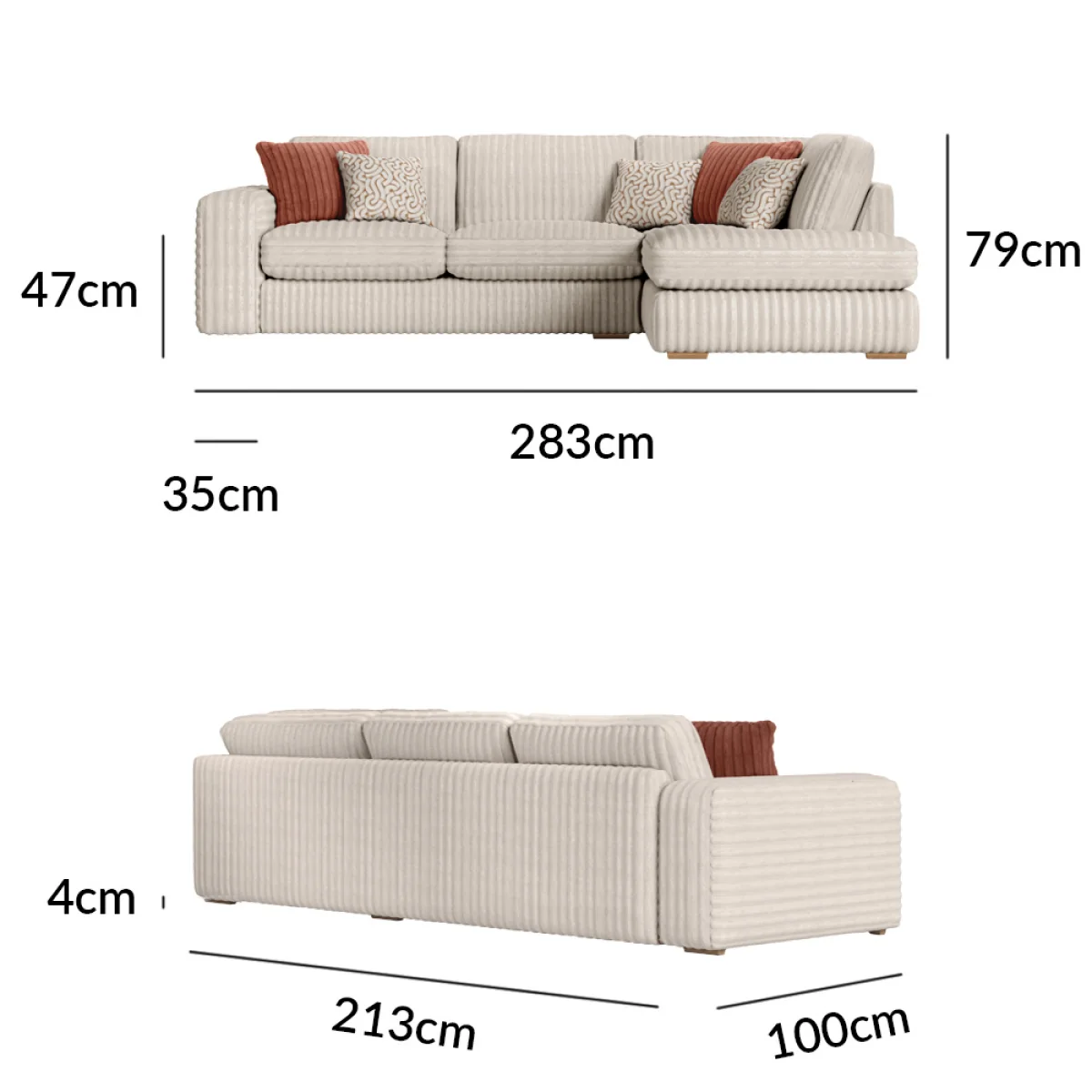 Milan Natural Fabric Left Hand Facing Chaise Sofa – image 12