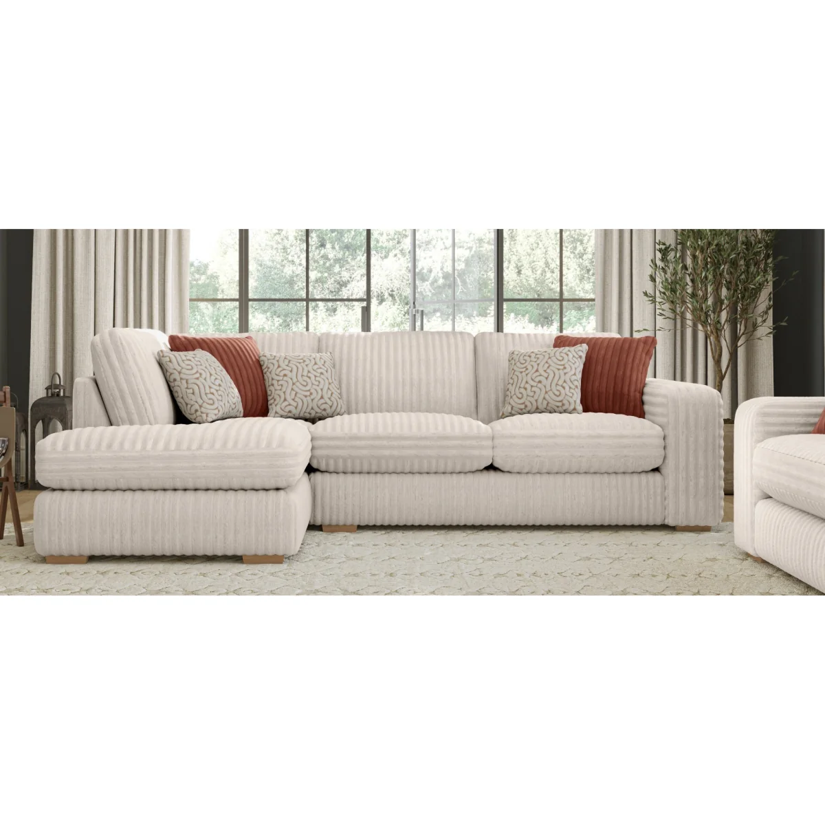 Milan Natural Fabric Left Hand Facing Chaise Sofa – image 9