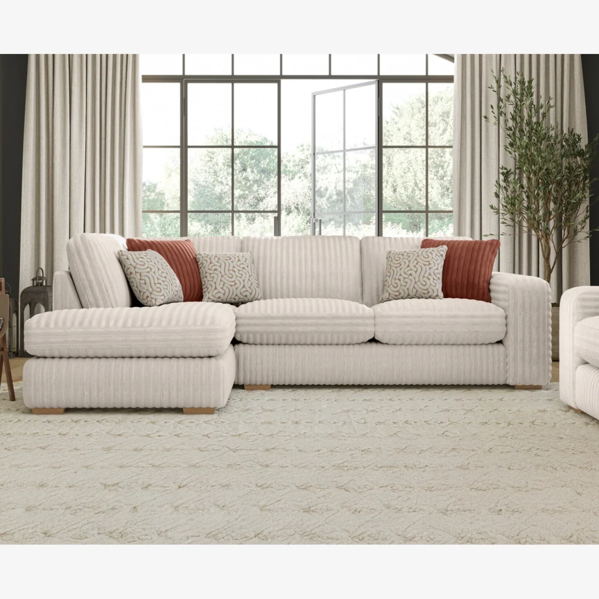 Milan Natural Fabric Left Hand Facing Chaise Sofa – image 1