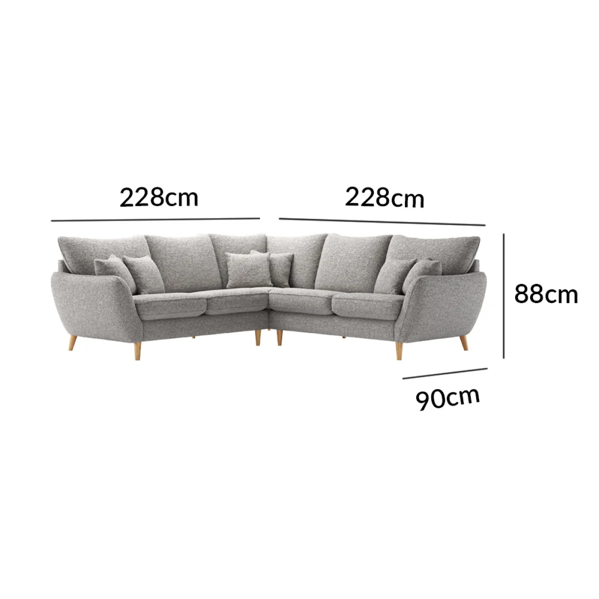 Palma Silver Chenille Fabric Corner Sofa – image 8