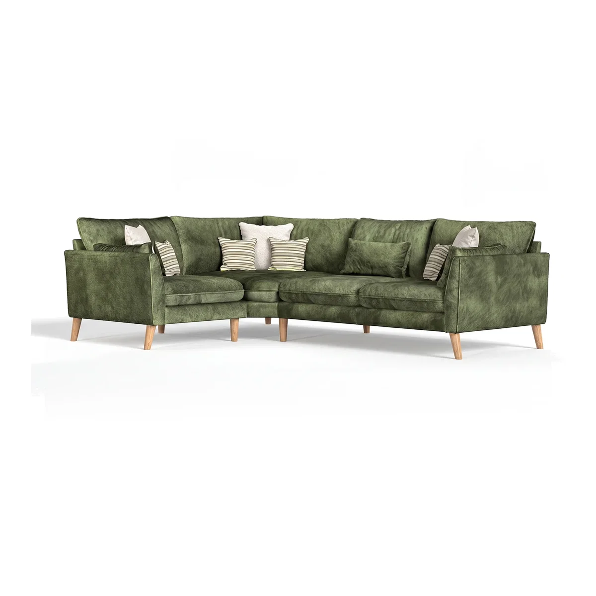Palermo Olive Green Chenille Fabric Left Hand Facing Corner Sofa – image 1