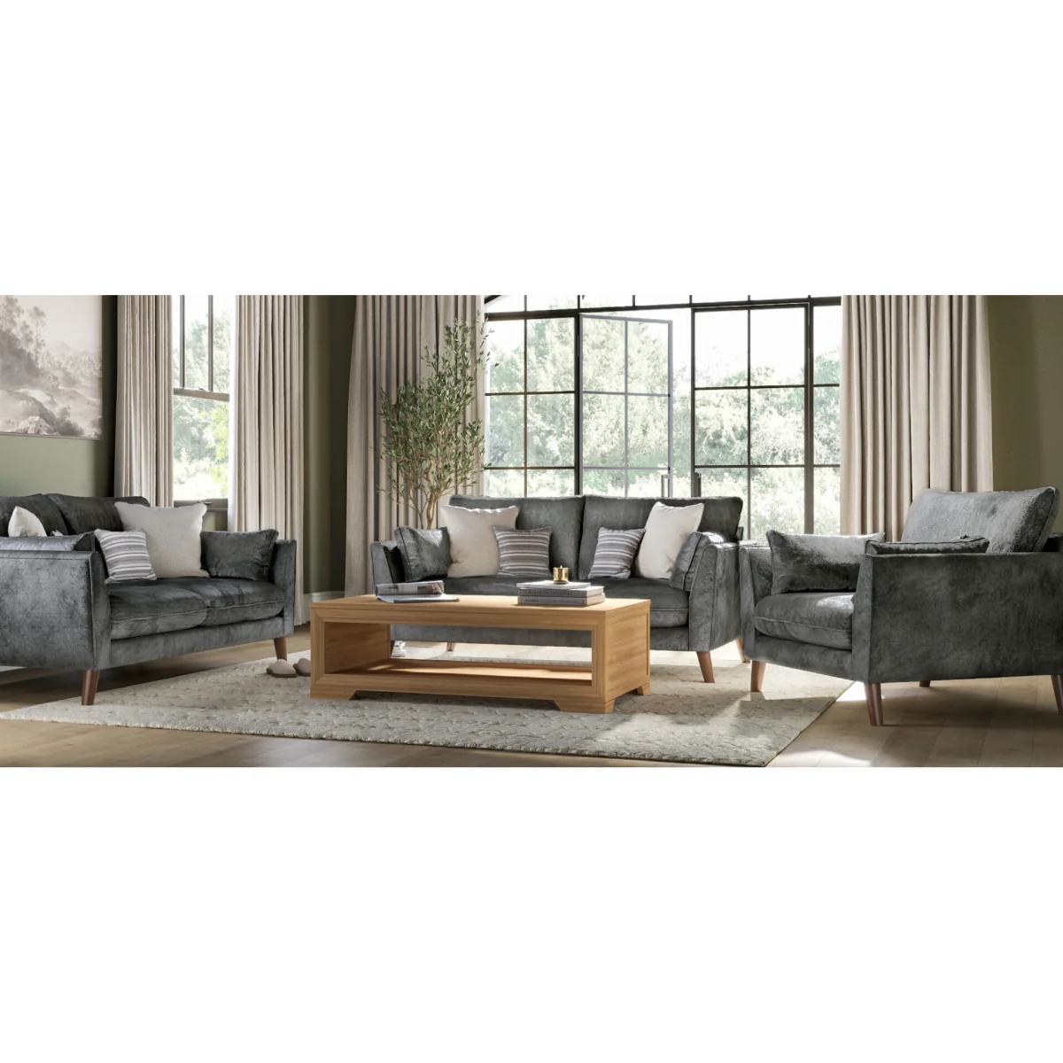 Palermo Graphite Chenille Fabric Corner Sofa – image 11