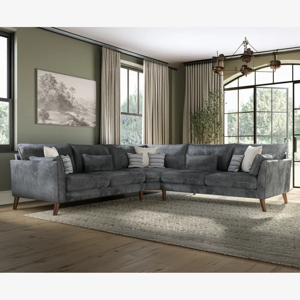 Palermo Graphite Chenille Fabric Corner Sofa – image 1