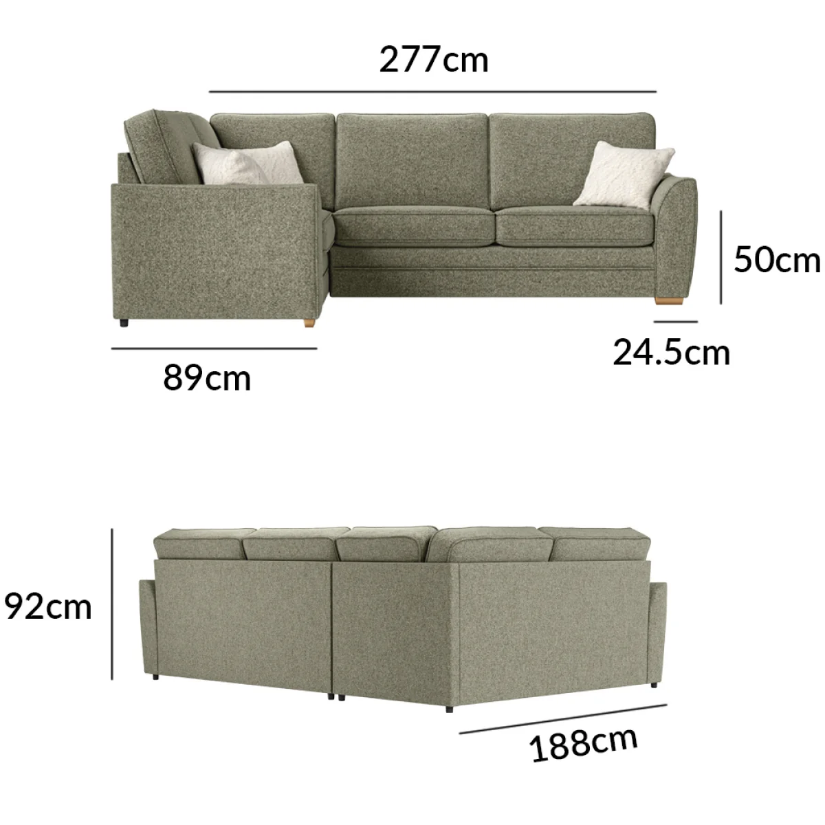 Bella Olive Fabric Large Left Hand Facing Corner Sofa – image 11