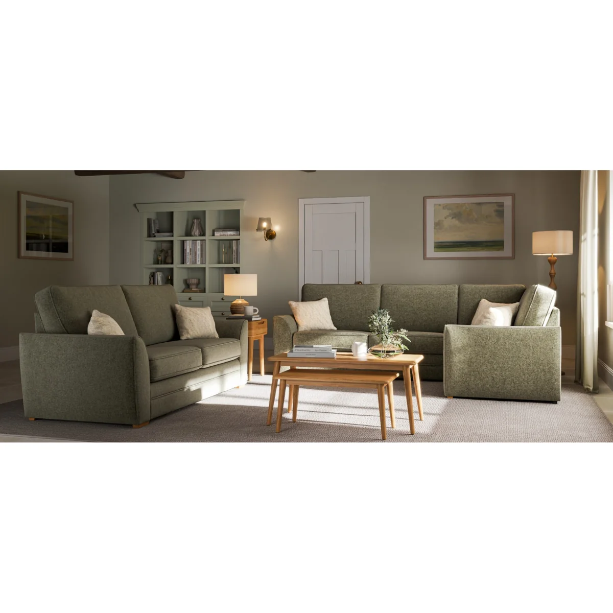 Bella Olive Fabric Large Left Hand Facing Corner Sofa – image 8