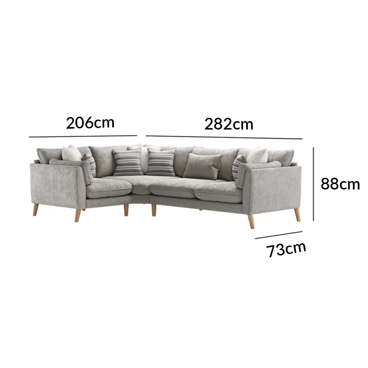 Palermo Silver Chenille Fabric Left Hand Facing Corner Sofa – image 2