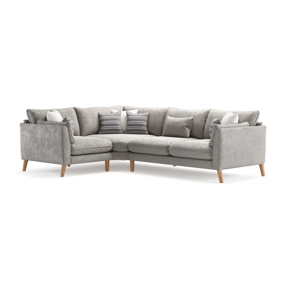 Palermo Silver Chenille Fabric Left Hand Facing Corner Sofa – image 1