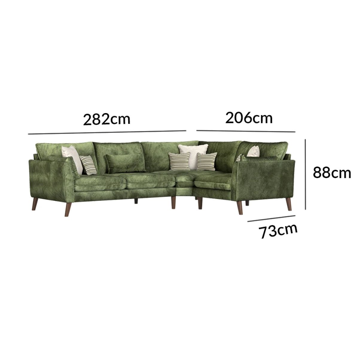 Palermo Olive Green Chenille Fabric Right Hand Facing Corner Sofa – image 12