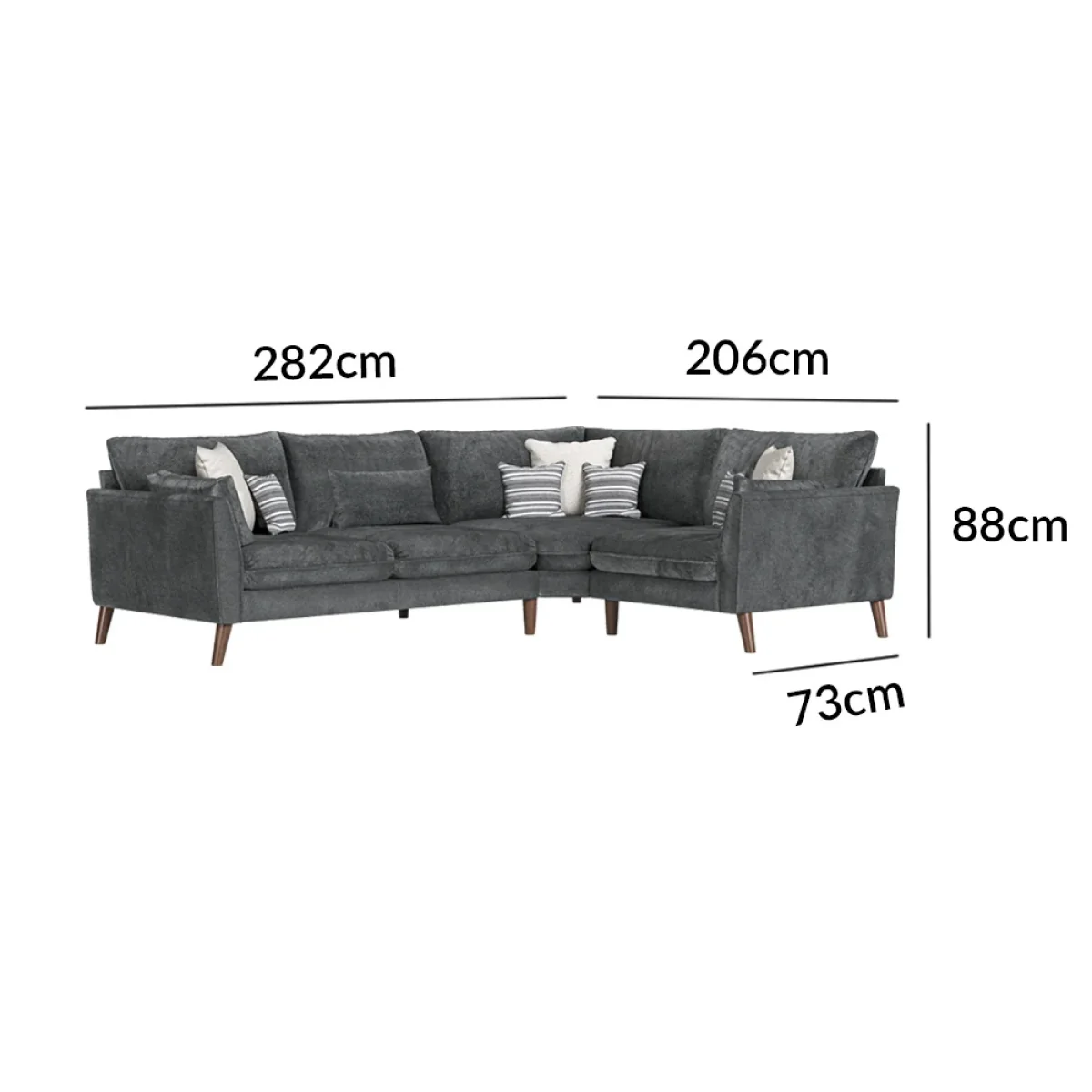 Palermo Graphite Chenille Fabric Right Hand Facing Corner Sofa – image 11