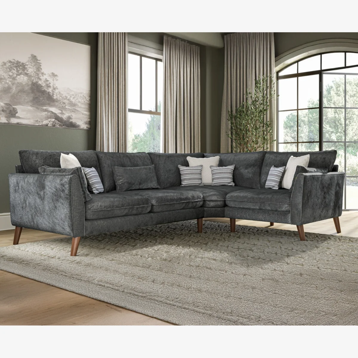 Palermo Graphite Chenille Fabric Right Hand Facing Corner Sofa – image 1
