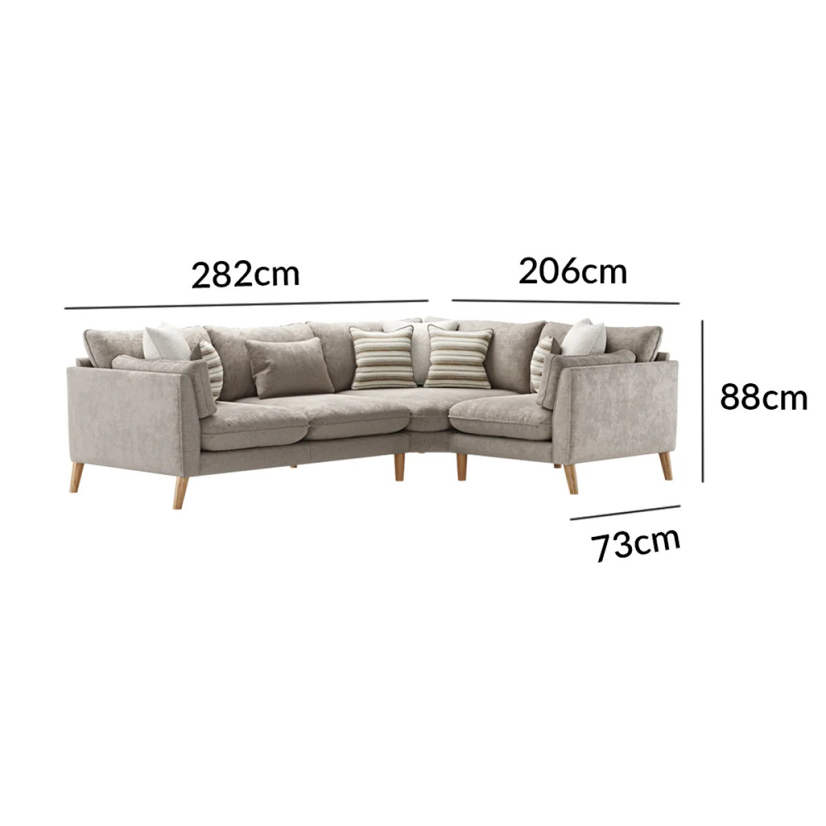 Palermo Truffle Chenille Fabric Right Hand Facing Corner Sofa – image 2