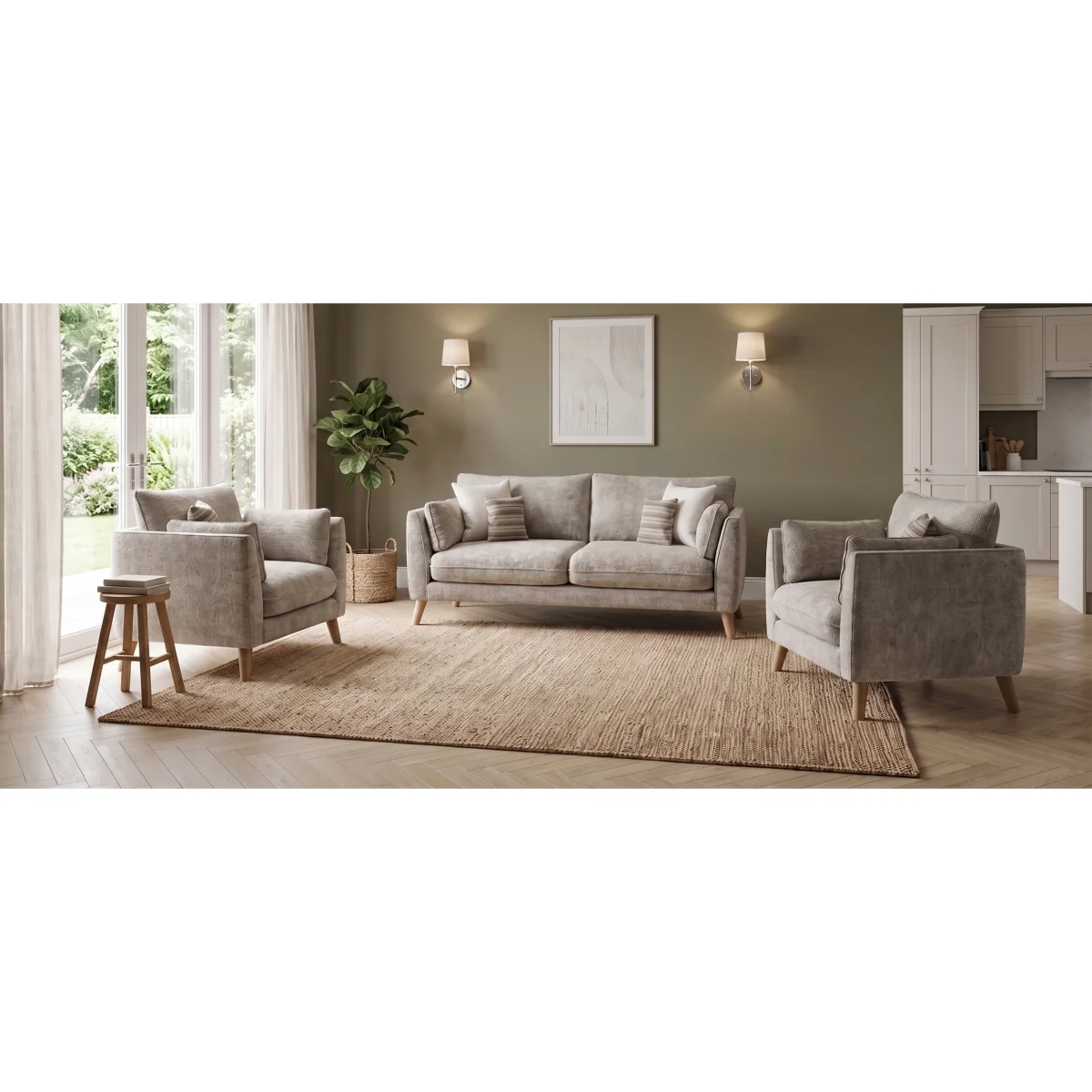 Palermo Truffle Chenille Fabric Right Hand Facing Corner Sofa – image 9