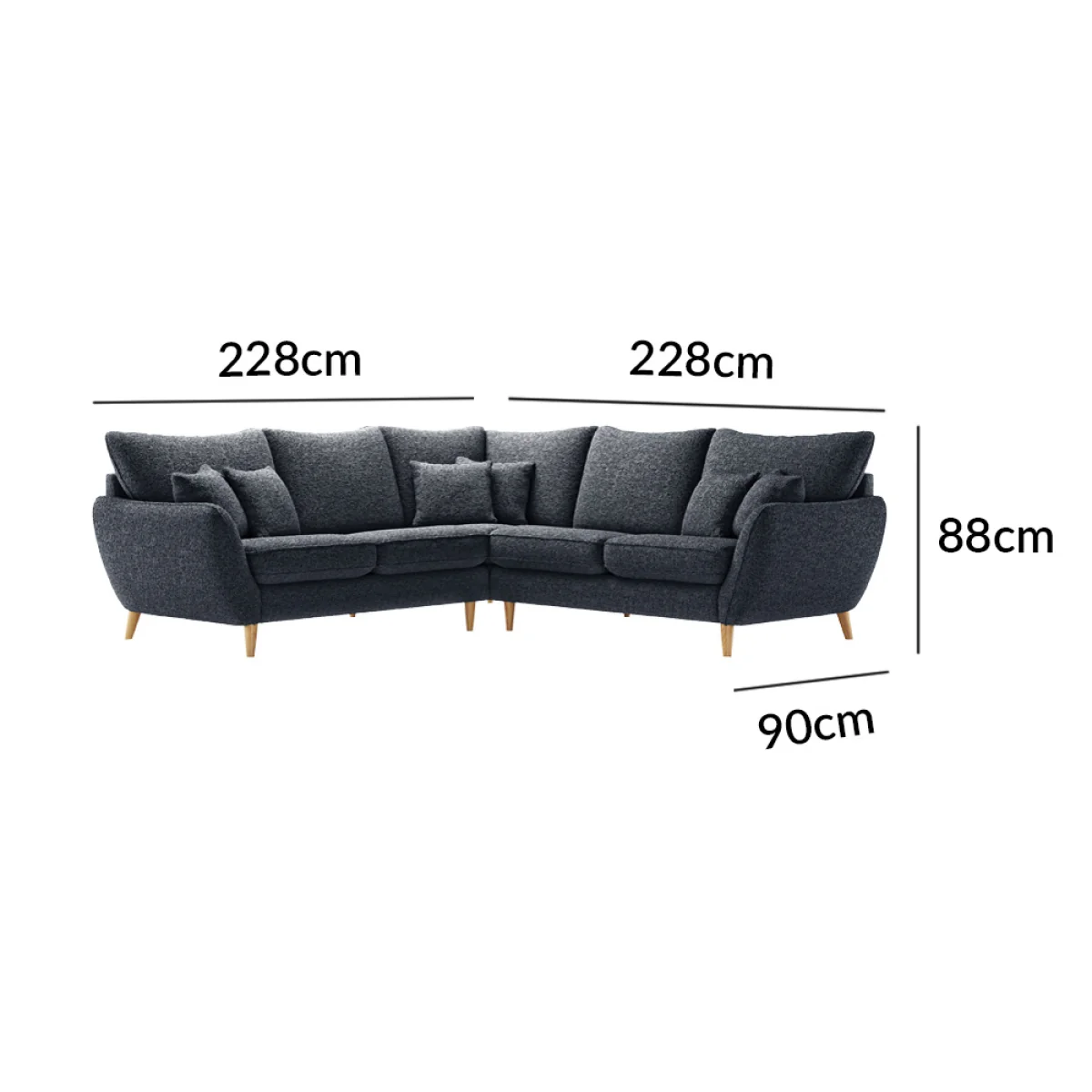Palma Navy Chenille Fabric Corner Sofa – image 8