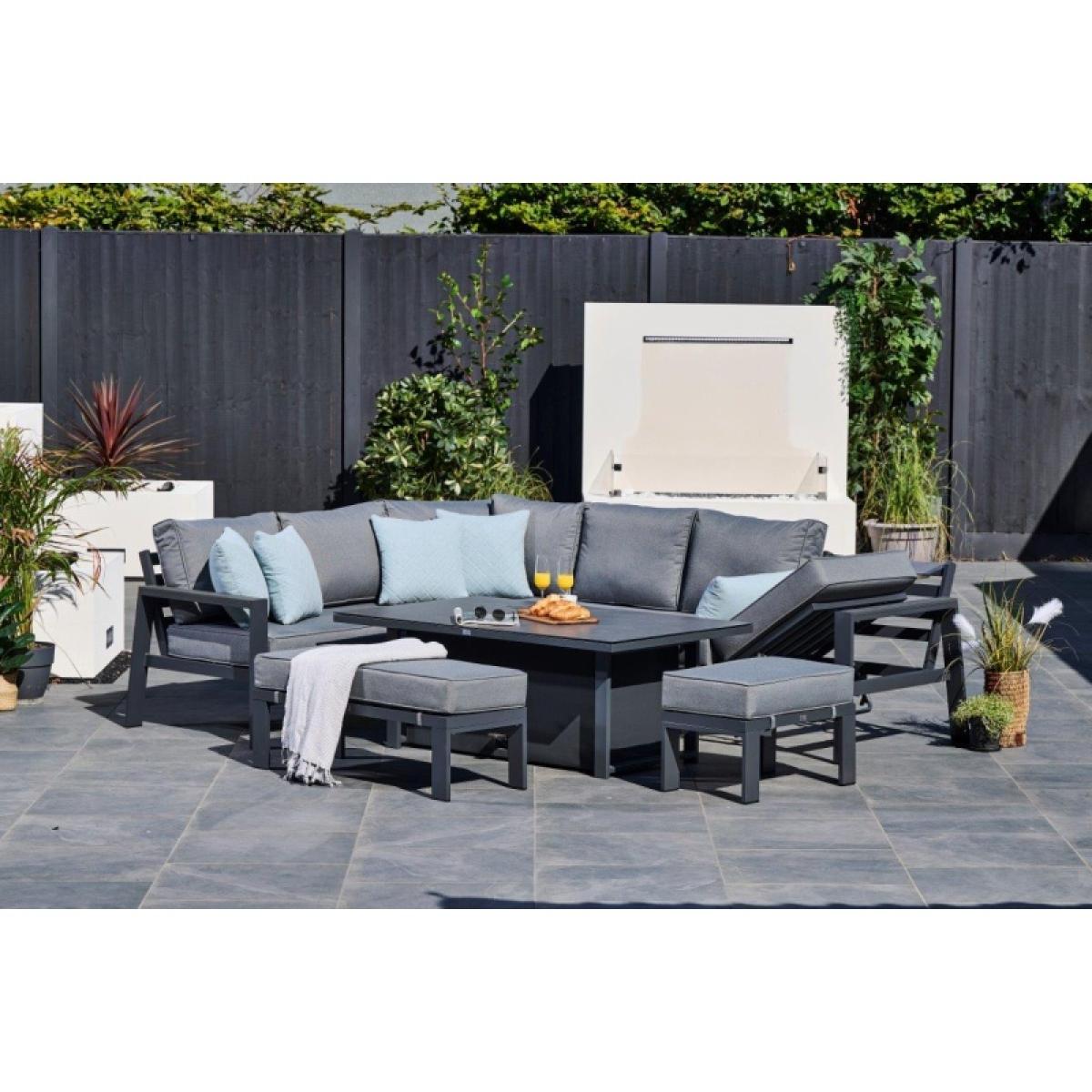 Supremo Melbury Corner Set With Recliner Chaise and Rectangular Adjustable Table - Grey – image 2