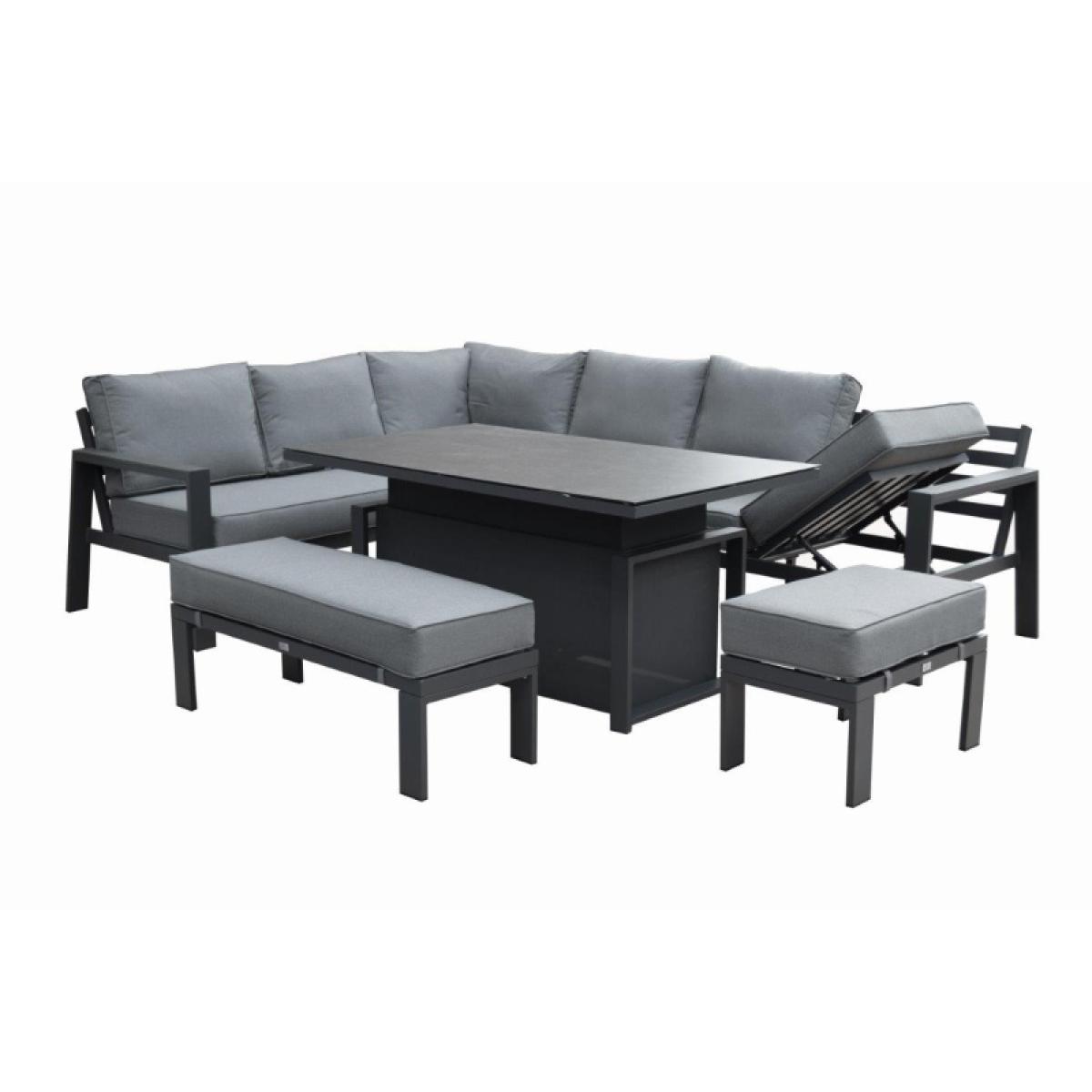 Supremo Melbury Corner Set With Recliner Chaise and Rectangular Adjustable Table - Grey – image 3