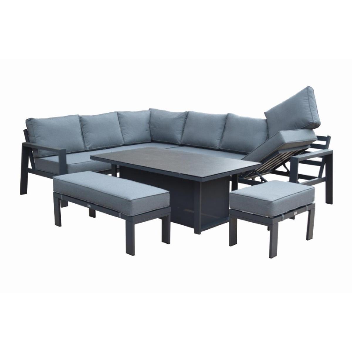 Supremo Melbury Corner Set With Recliner Chaise and Rectangular Adjustable Table - Grey – image 4