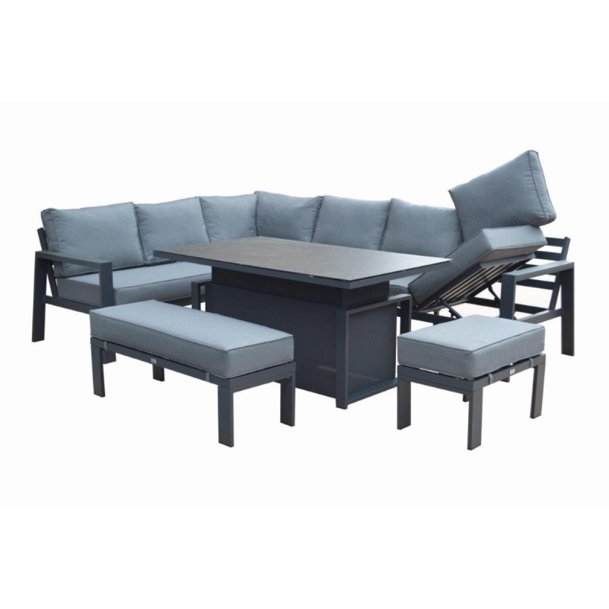 Supremo Melbury Corner Set With Recliner Chaise and Rectangular Adjustable Table - Grey – image 5