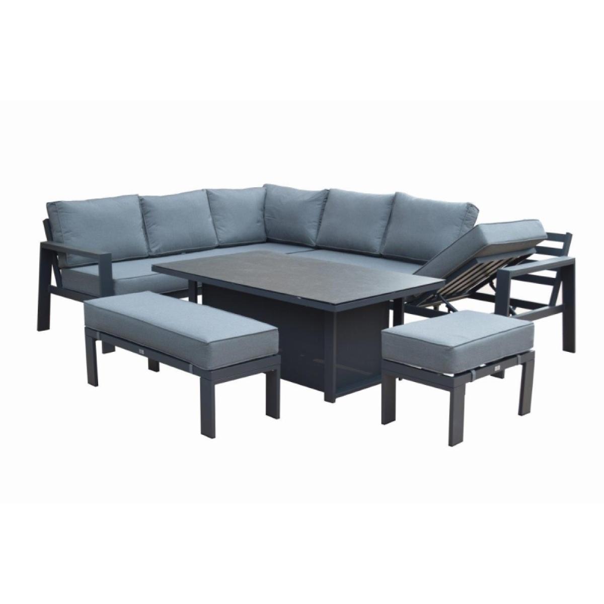Supremo Melbury Corner Set With Recliner Chaise and Rectangular Adjustable Table - Grey – image 6
