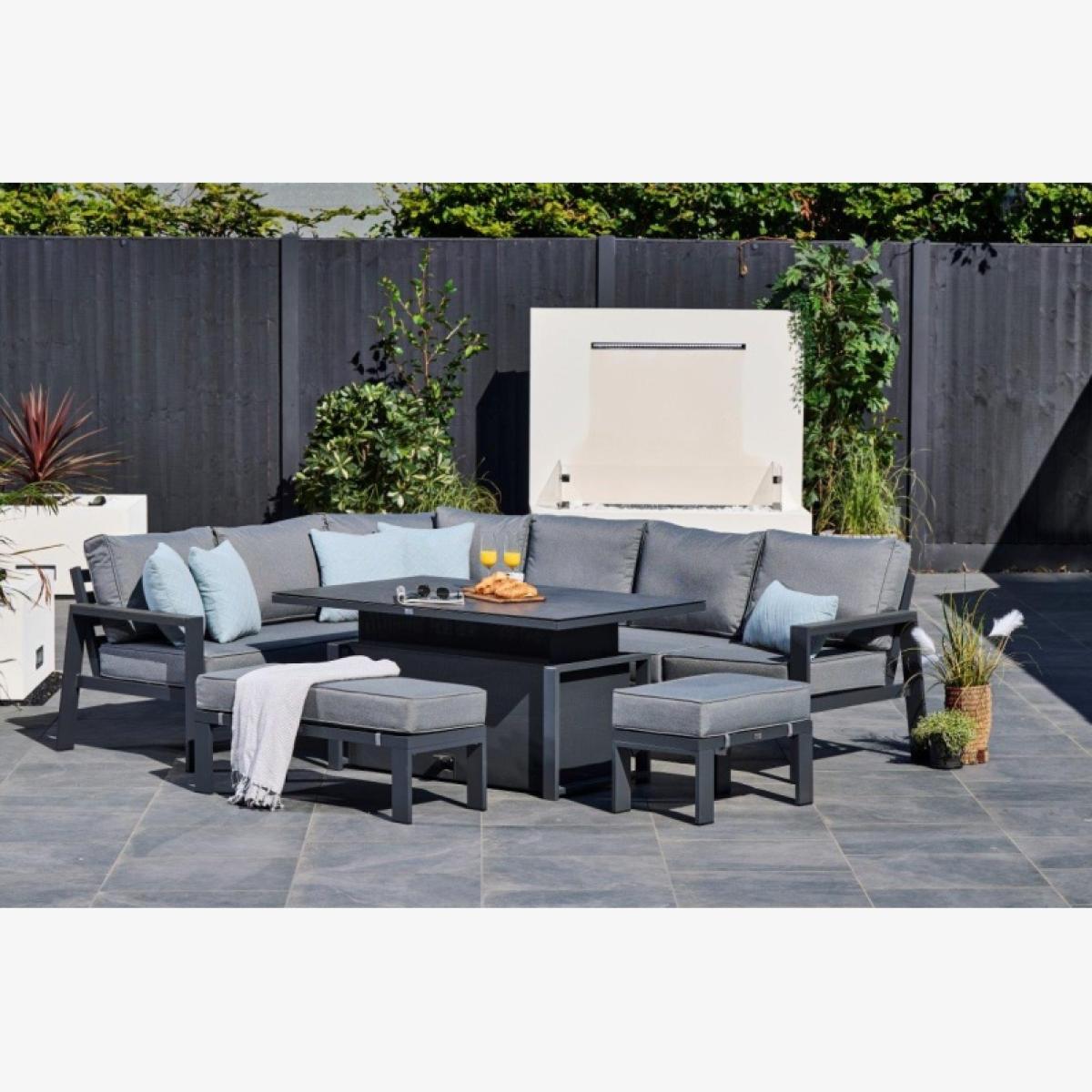 Supremo Melbury Corner Set With Recliner Chaise and Rectangular Adjustable Table - Grey – image 1